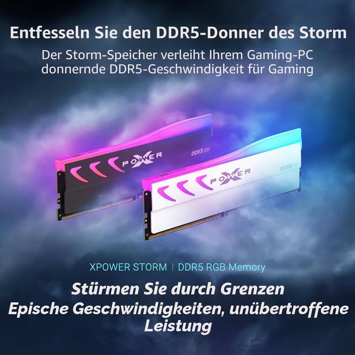 Silicon Power DDR5 32GB (2x16GB) Storm RGB 6000MT/s (PC5-48000) 288-pin CL36 1.35V UDIMM Desktop Arbeitsspeicher RAM SP032GXLWU60FFDL Weiß Bild 3