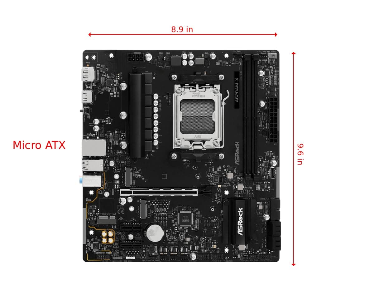 ASRock A620AM-X Micro-ATX Motherboard AMD AM5 Sockel unterstützt Ryzen 9000/8000/7000 DDR5 8000+ OC PCIe 4.0 2.5G LAN BIOS Flashback Bild 3