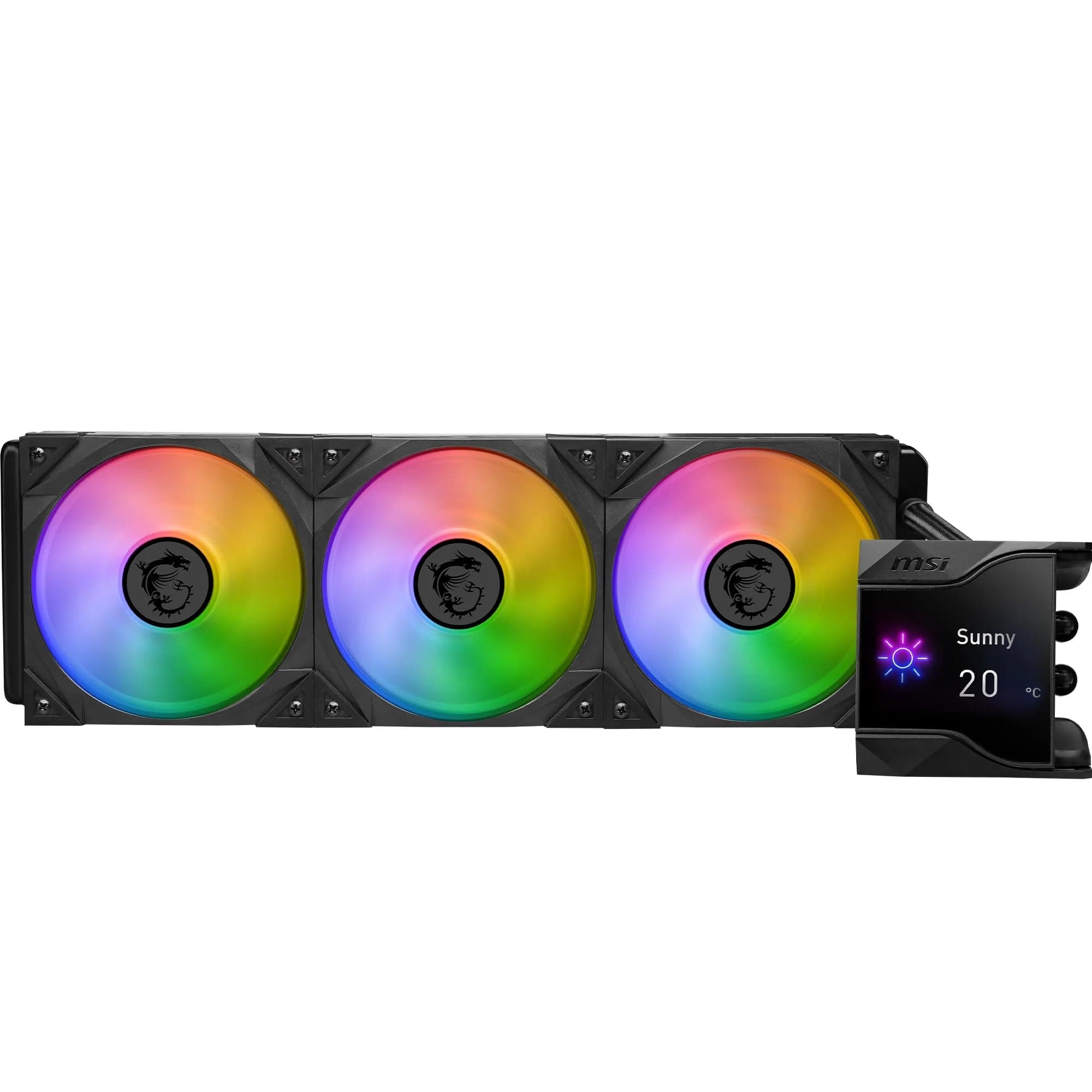 MSI MPG CORELIQUID D360 CPU-Flüssigkeitskühler - Pumpe mit 60-mm-Lüfter, 3 x 120-mm-ARGB-Lüfter, verdunstungssichere Schläuche, Mystic Light Software-Unterstützung - AMD- & Intel-Sockel-kompatibel Bild 2
