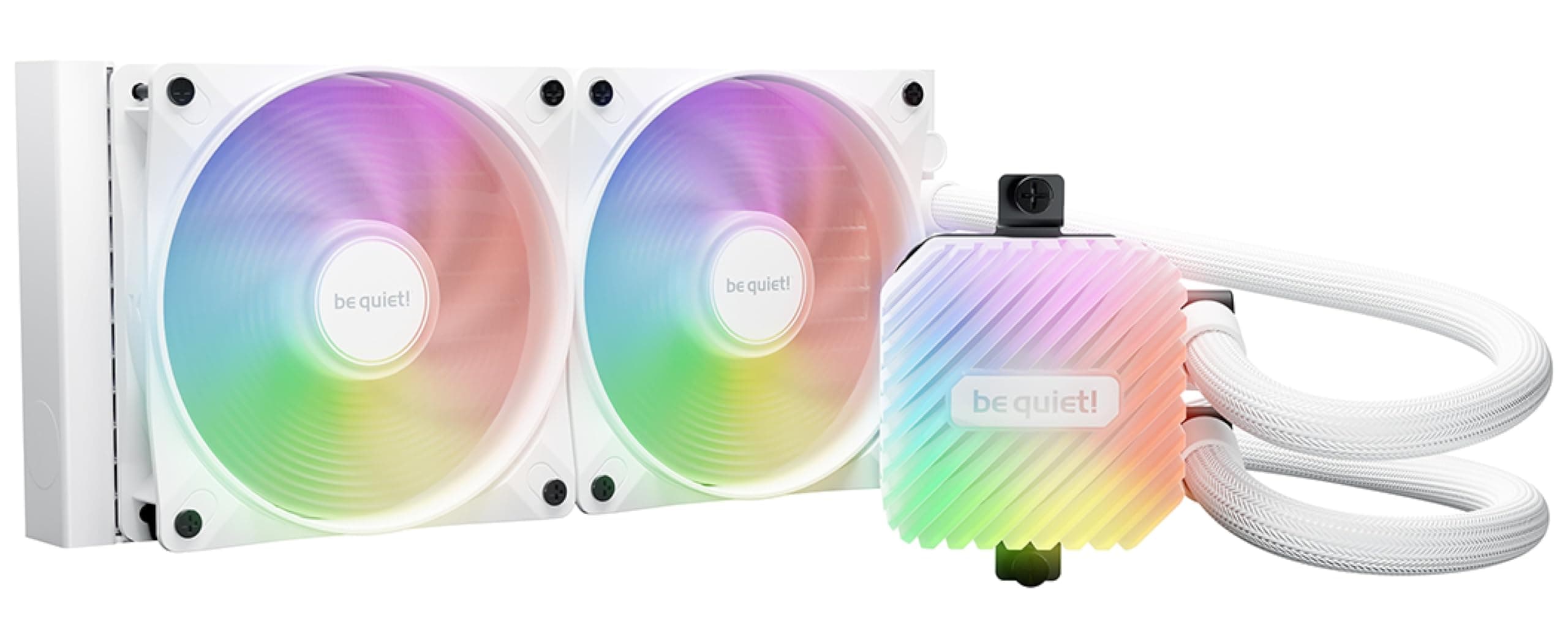 be quiet! Light Loop 240mm White Wasserkühlung für übertaktete Systeme, 2x Light Wings LX 120mm PWM high-speed ARGB Lüfter, Stylischer ARGB-Kühlblock, mit RGB-PWM-Hub, beeindruckend hohe Kühlleistung Bild 2