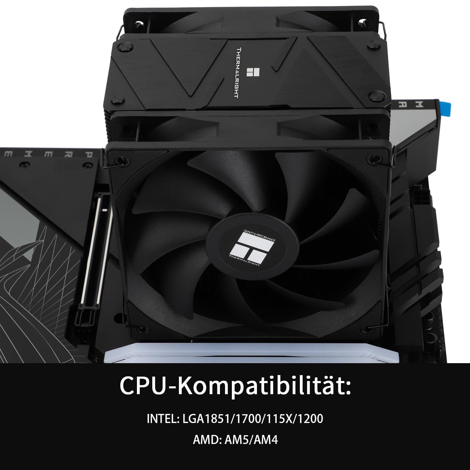 TR Burst Assassin 120 EVO DARK CPU Luftkühler Oberseite schwarz gebürstet, 6 Heatpipes mit leisem PWM Lüfter, CPU-Kühler, für AM4 AM5 / Intel 1851/1700/1150/1151/1200, Bild 5