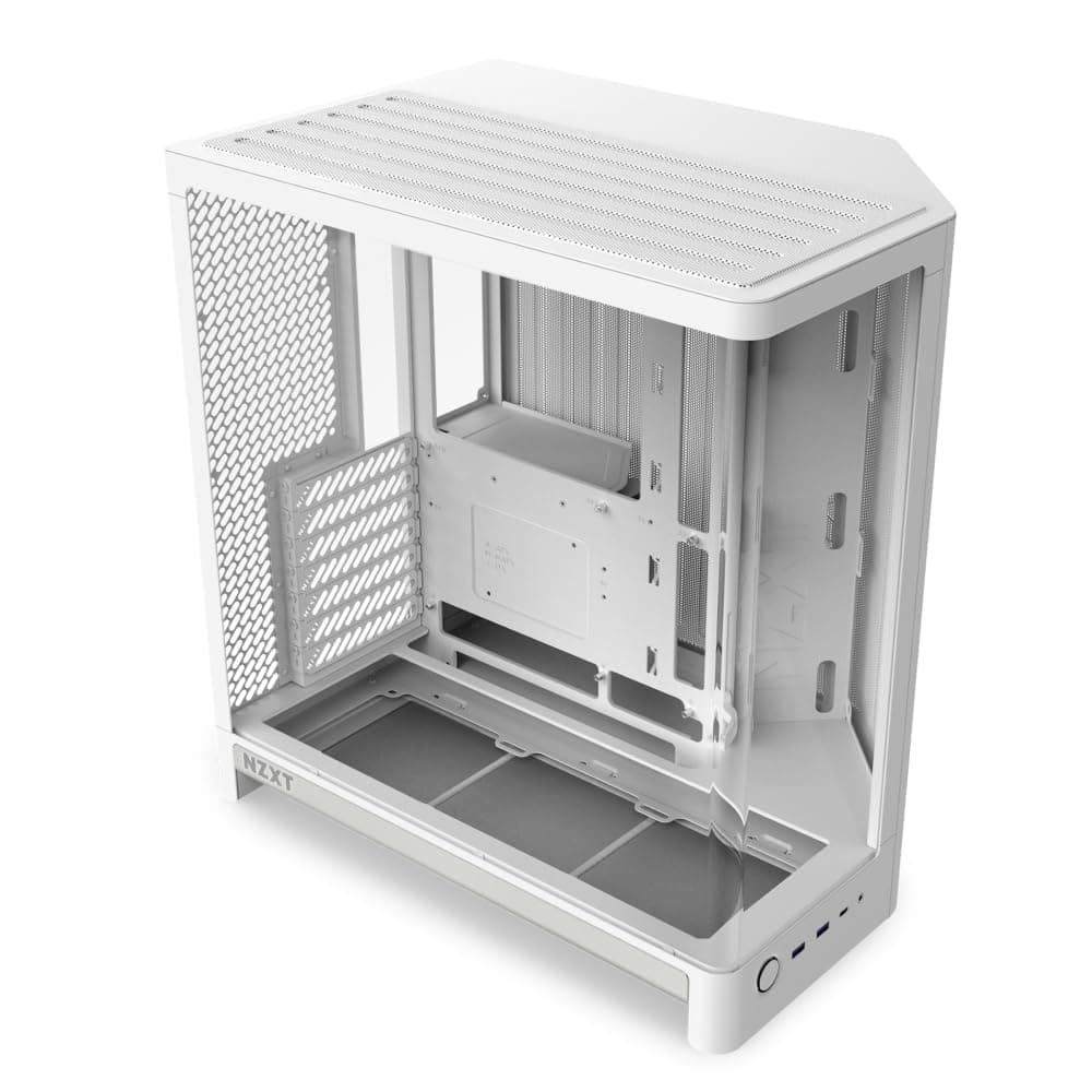 NZXT H6 Kompaktes Dual-Chamber-ATX-PC-Gehäuse - Unterstützung für 10x 120-mm-Lüfter - 360-mm-Radiator - Back-Connect-Motherboard-Ready - Nahtloses geschwungenes gehärtetes Glas - Weiß Bild 2