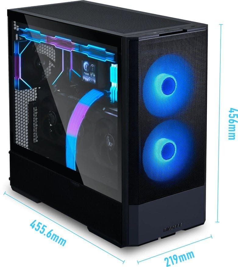 Lian Li LANCOOL 207 Gaming PC Gehäuse ATX Schwarz - Midi Tower PC Gehäuse mit RGB-Beleuchtung, Grafikkarten bis 375 mm, bis zu 360 mm Radiator, Black Case Stahl, Gehärtetes Glas Bild 5