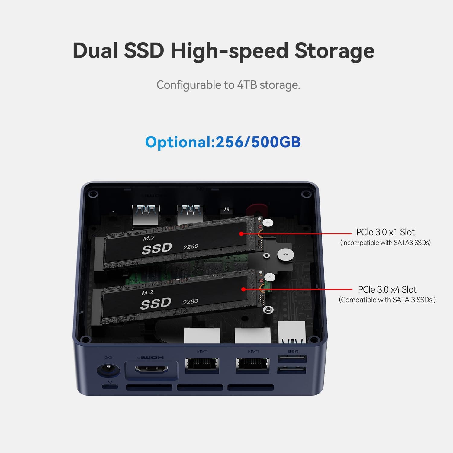 Beelink MINI-S13 Mini PC, Intel Twin Lake-N150 Processor (bis zu 3.60GHz) Mini Computer, 16GB DDR4 500GB M.2 SSD Windows 11 Home Offoce Mini Desktop PC, 4K HDMI WiFi6/BT5.2/Dual 2.5G LAN S13/16G/500G/N150/2.5G*2 Bild 6
