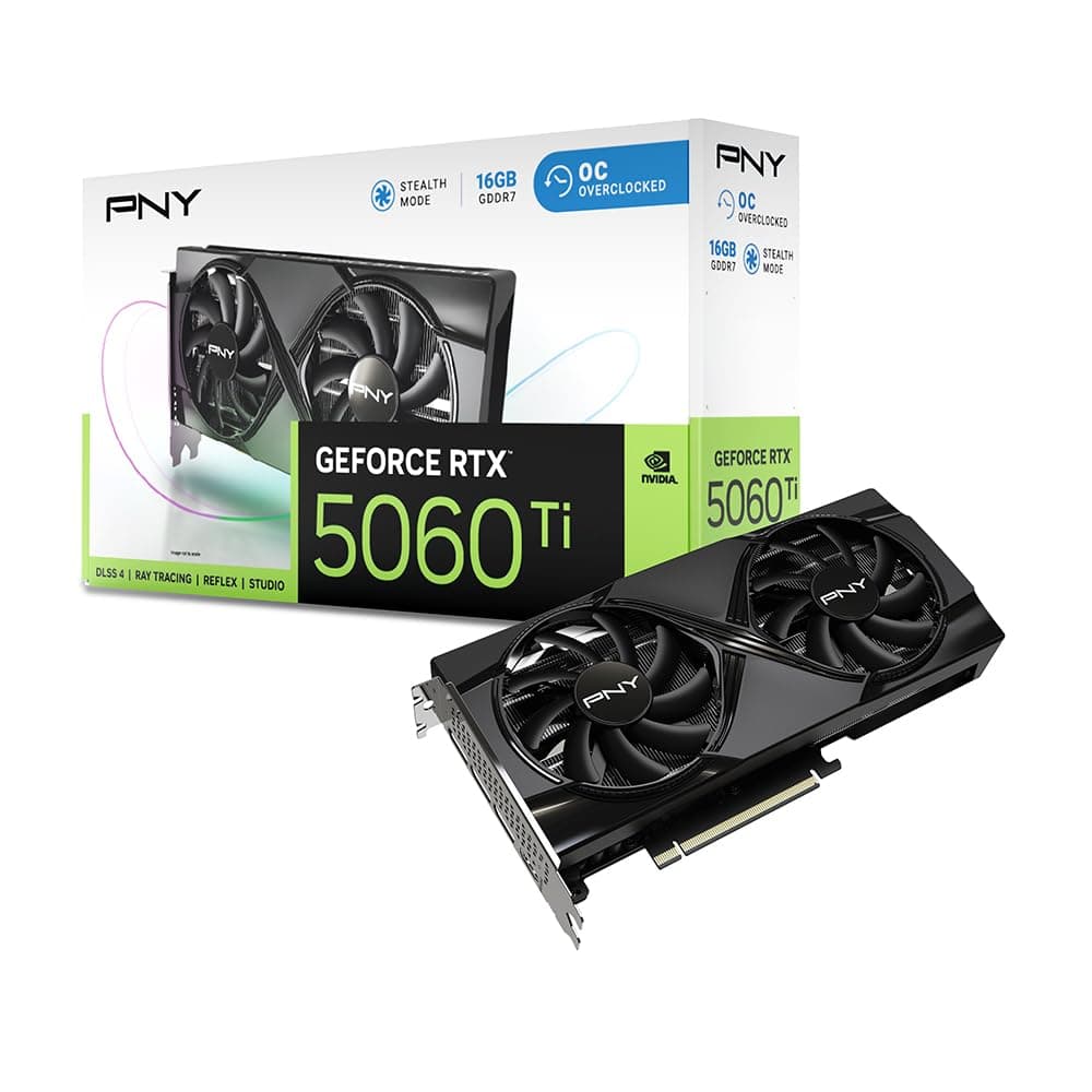 PNY GEFORCE RTX™ 5060 Ti 16GB Overclocked Dual Fan DLSS 4 VCG5060T16DFXPB1-O OCDual Fan