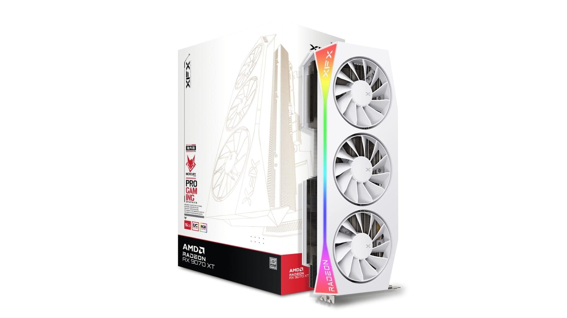 XFX Mercury AMD Radeon RX 9070XT OC White Gaming Edition mit RGB 16GB GDDR6 HDMI 3xDP, AMD RDNA™ 4 (RX-97TRGBBW9) Bild 2