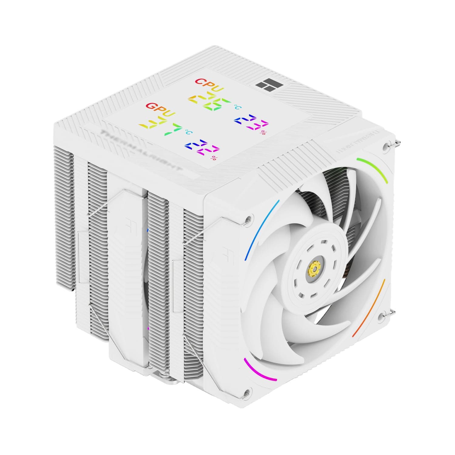 TR-Thermalright Phantom Spirit 120 Digital Snow CPU Kühler,Doppelturm mit 7 Wärmerohren,Dual PWM-Lüfter-2150U/min,Digital Display Board Top Cover, für AM5/AM4, Intel lga1851/1700/115x,Weiß