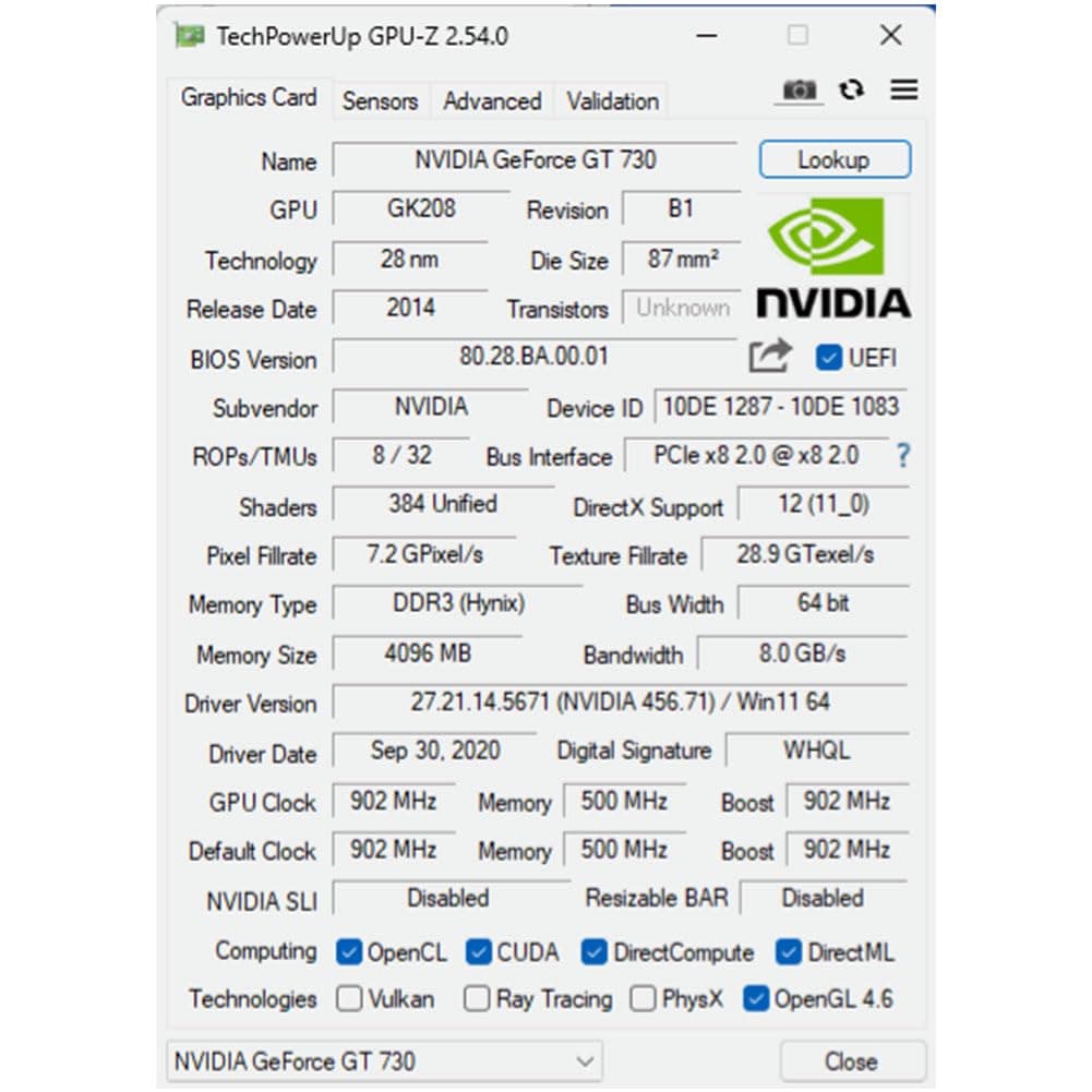 QTHREE GT 730 4G D3 Grafikkarte, 2X HDMI, 1x DVI, 1x VGA, Grafikkarten for PC, GPU, für mehrere Monitore, for Win 7, 8, 10, 11, DirectX 11, 12 Bild 7