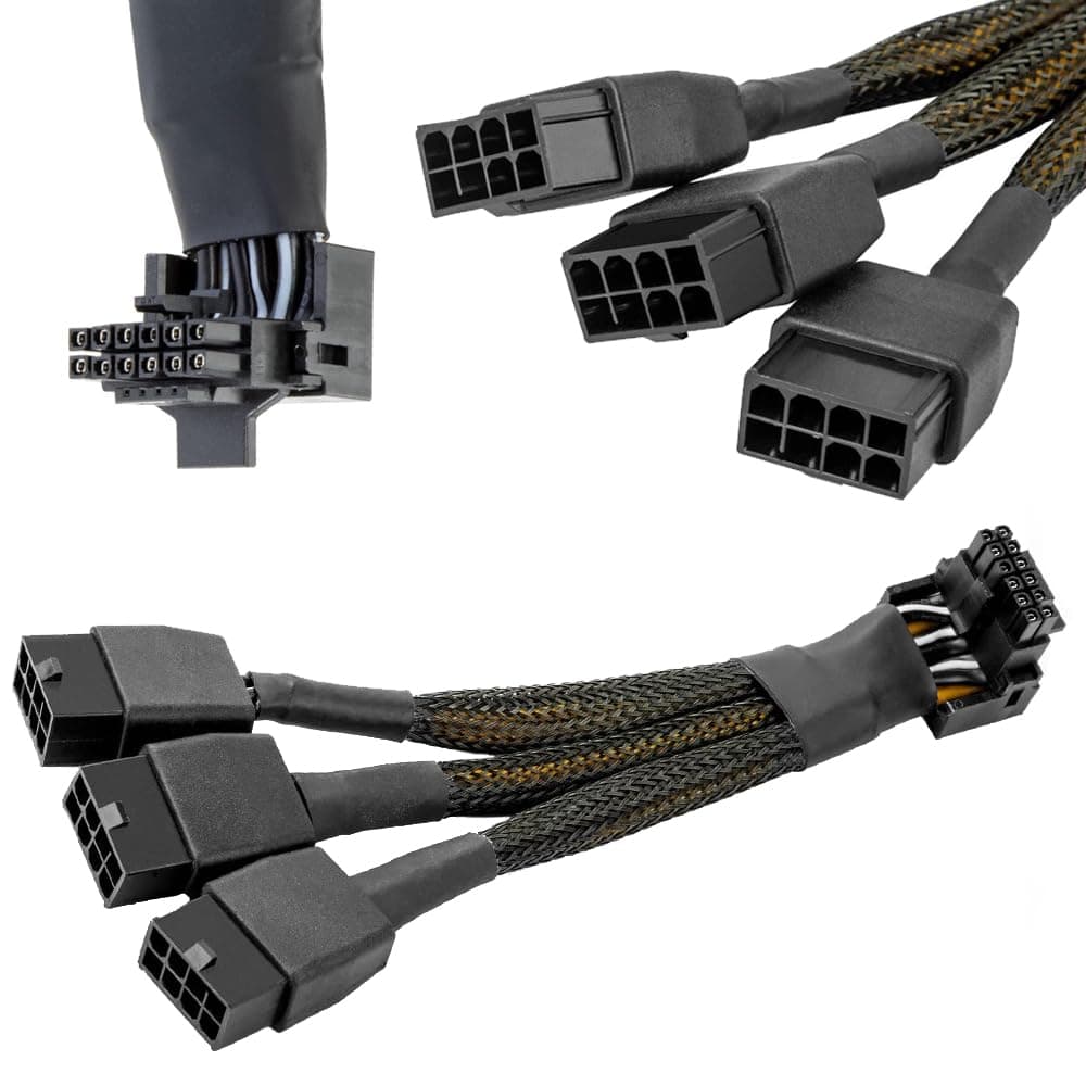 16 AWG PCIE 5.0 12VHPWR 600W 3x8 Pin auf 16Pin (12+4Pin) 90 Grad rechtwinkliges Adapterkabel für Grafikkarte RTX 4090 4080 3090TI 4070Ti (Typ B)