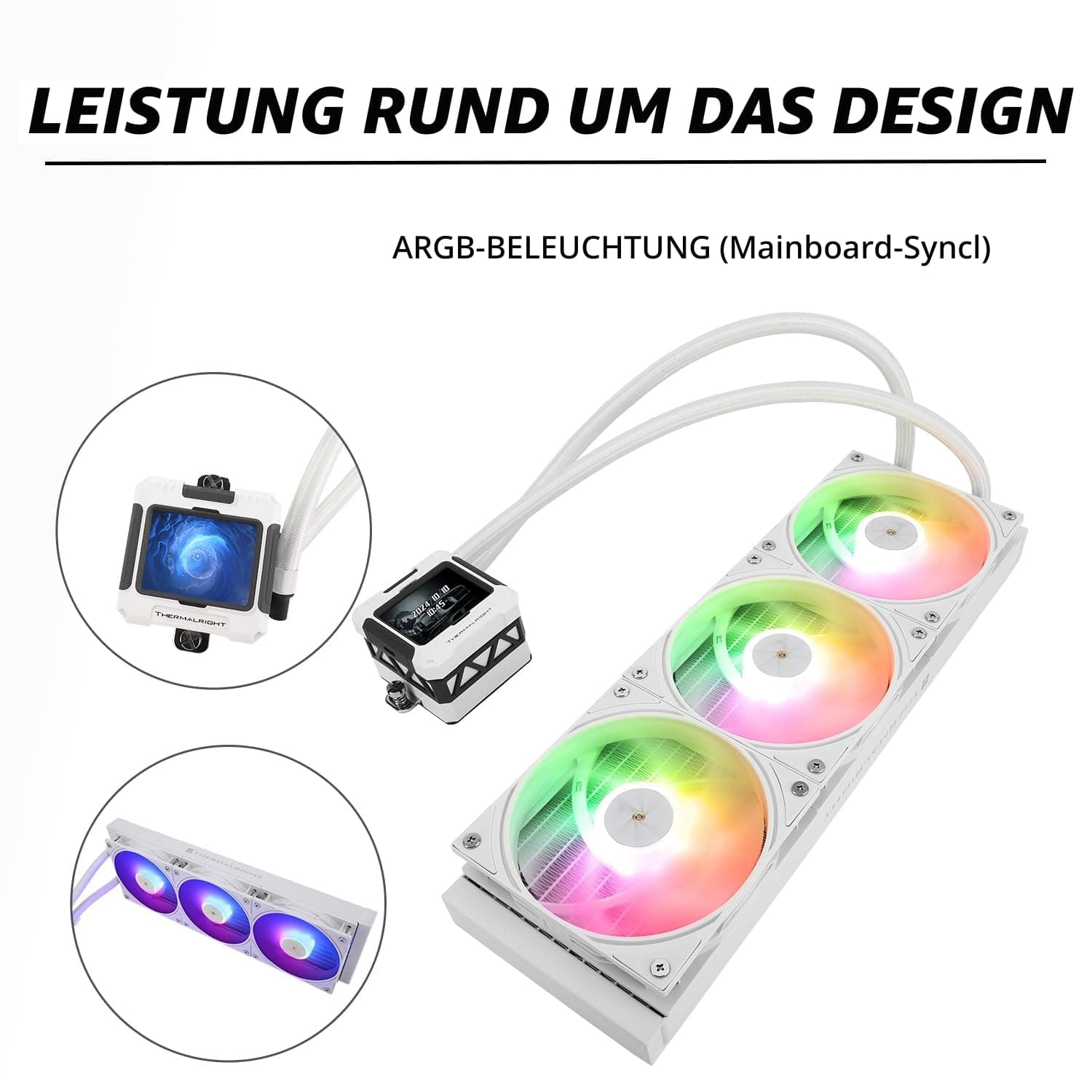TR FW 360 Weiß ARGB-360mm AIO CPU Flüssigkeitskühler, IPS LCD-Bildschirm mit 320 * 240 Auflösung, für AM4/AM5/Intel LGA1700, „2,4 Zoll“ magnetischer LCD-Bildschirm für Bilder – Weiß FW360 White ARGB Bild 5