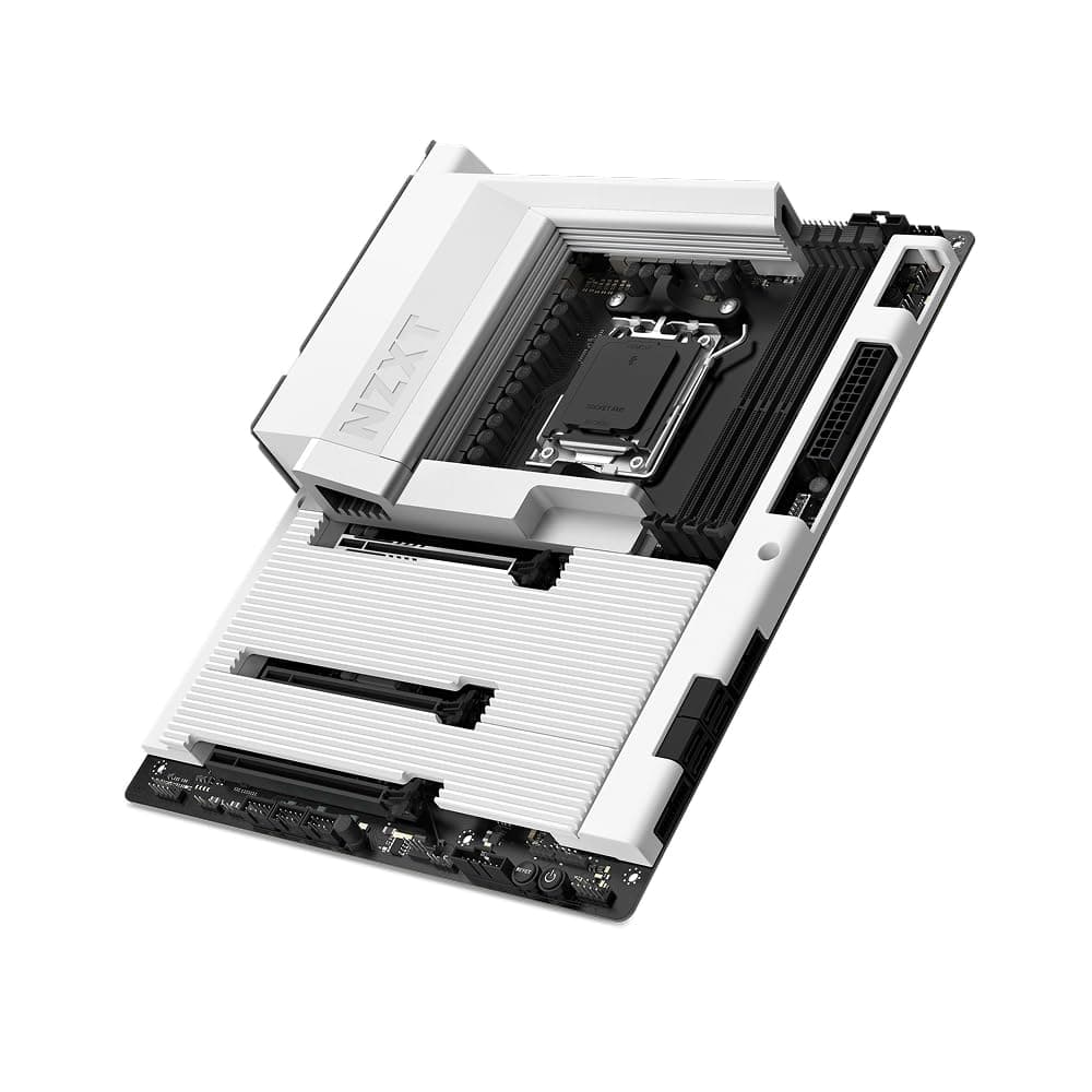NZXT N7 B850 - AMD B850 AM5 ATX Gaming-Mainboard für Ryzen 9000/8000/7000 – 16+2+1, DDR5, 3X M.2, PCIe 5.0, Wi-Fi 6E, 2.5GbE, USB 4 – M.2 NVME mit Schnellverschluss – Vollabdeckung – Weiß Bild 2
