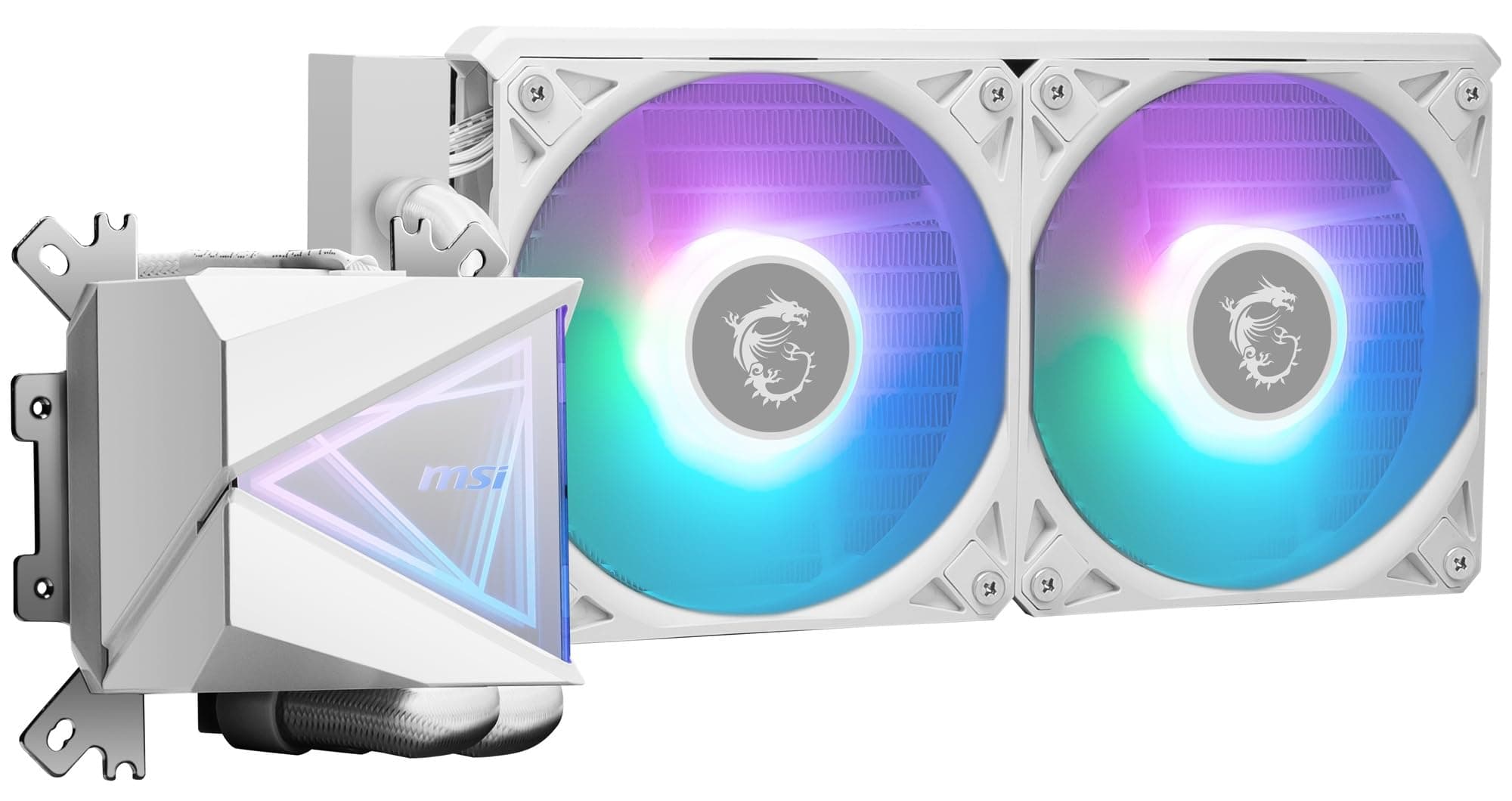 MSI MAG CORELIQUID I240 White AIO CPU Wasserkühlung - Vergrößerte Kupferkühlplatte, ARGB & LDB Lüfter, Zweikammer-Wasserblock, Split-Flow Radiator, unterstützt Intel & AMD Sockel Bild 7