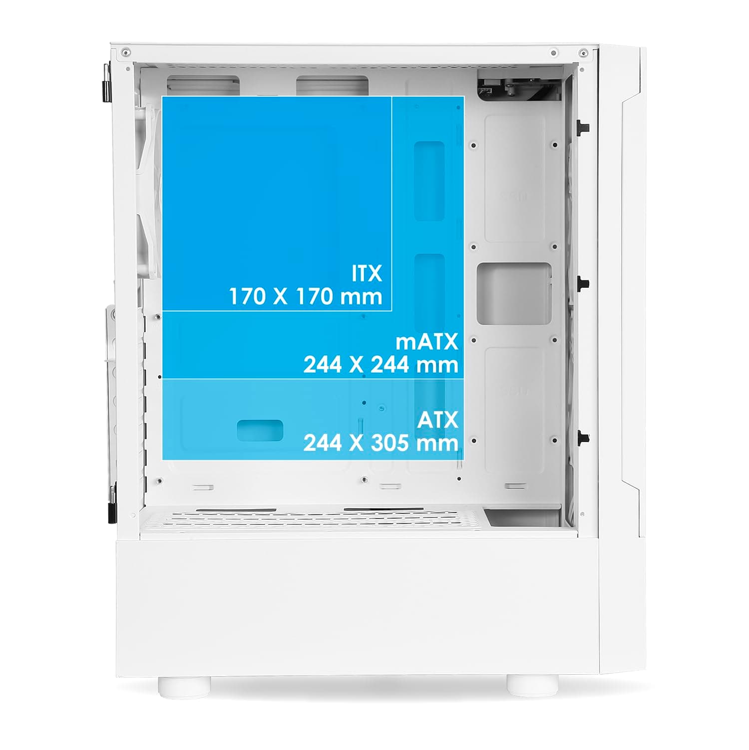 EMPIRE GAMING - Sapphire Gaming PC-Gehäuse - ARGB Media Tower ATX/Micro-ATX/ITX - Seitenteil aus gehärtetem Glas - 3 Lüfter 3 Pin 5 Volt LED RGB Adressierbar 120 mm - MB Sync - Weiß weiß Saphir W Bild 7
