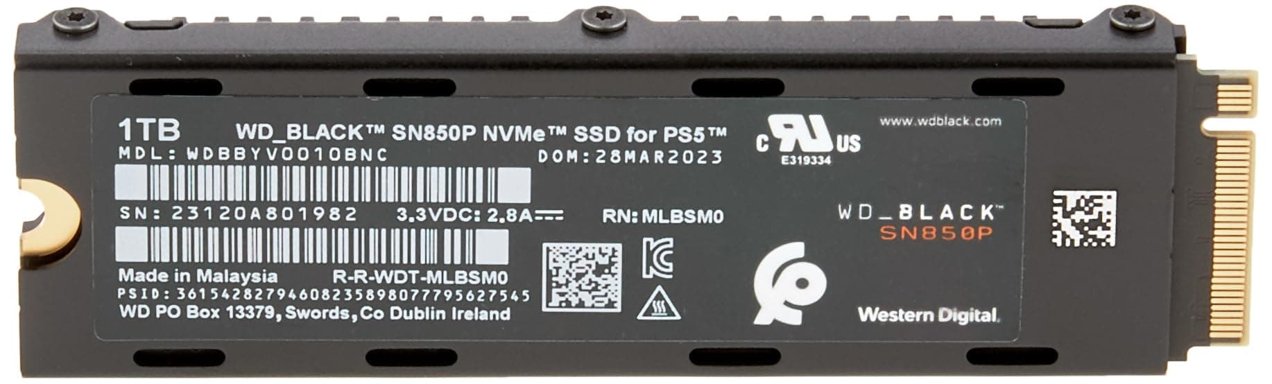 WD_BLACK SN850P 1 TB NVMe SSD Offiziell Lizenziert für PS5 Konsolen (interne Gaming SSD; optimierter Kühlkörper; PCIe Gen4 Technologie, bis zu 7.300 MB/s Lesen, M.2 2280) Bild 6