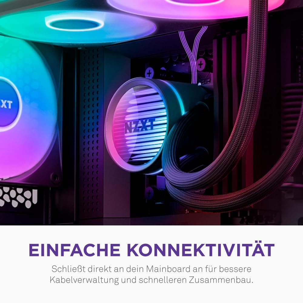 NZXT Kraken Core 240 RGB – AIO CPU-Flüssigkeitskühler – Anpassbares LCD-Display – Hochleistungs-Lüfter – Kompatibel mit Intel® & AMD® Sockel – Core 240 RGB – Schwarz Bild 7