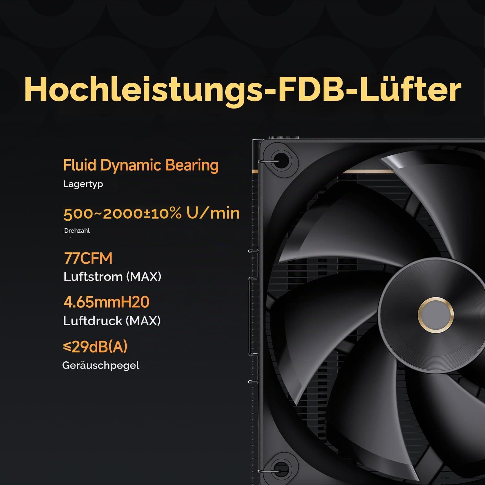 Ocypus Iota A40 BK CPU Kühler mit Echtzeit Digitalanzeige, 4 Kupfer Heatpipes,120mm PWM Lüfter, FDB Lager,CPU Luftkühler für AMD AM4/AM5, Intel LGA 115X/1200/1700/1851 Iota A40 BK EU Bild 7