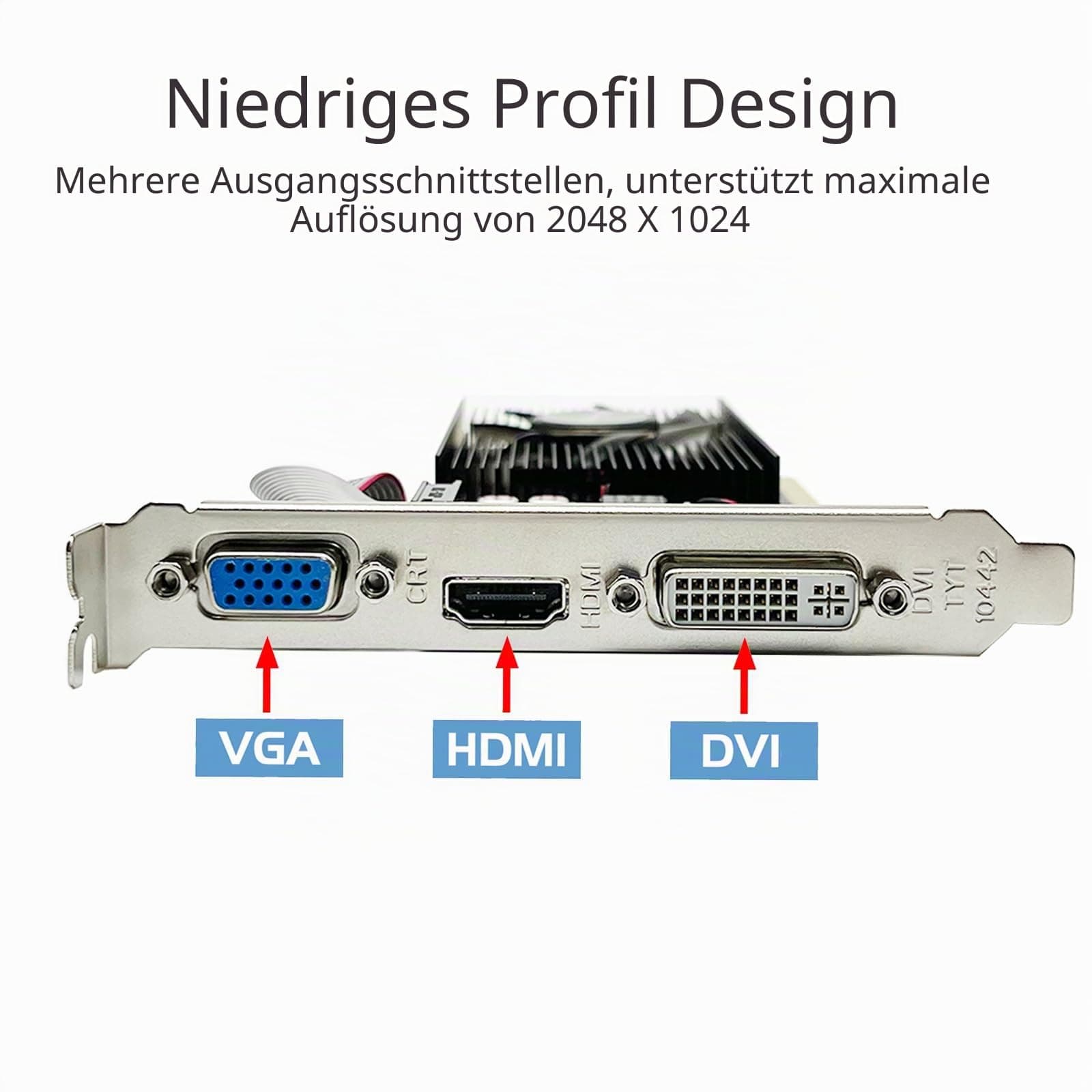 QTHREE GeForce 210 Grafikkarte, 1024 MB, DDR3, 64 Bits, HDMI, DVI, VGA, DirectX 10, OpenGL 3.3, PCI Express x16, Low Profile 3 Schnittstellen Bild 7