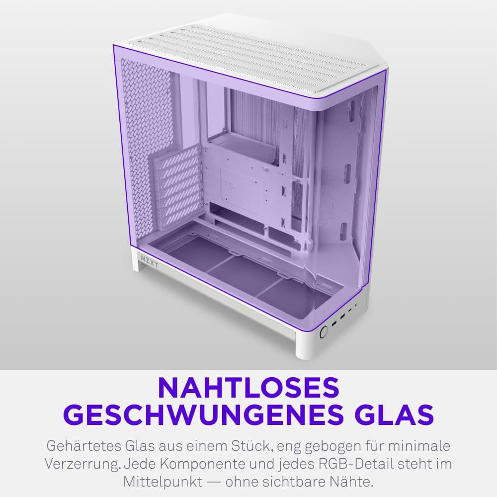 NZXT H6 Kompaktes Dual-Chamber-ATX-PC-Gehäuse - Unterstützung für 10x 120-mm-Lüfter - 360-mm-Radiator - Back-Connect-Motherboard-Ready - Nahtloses geschwungenes gehärtetes Glas - Weiß Bild 7