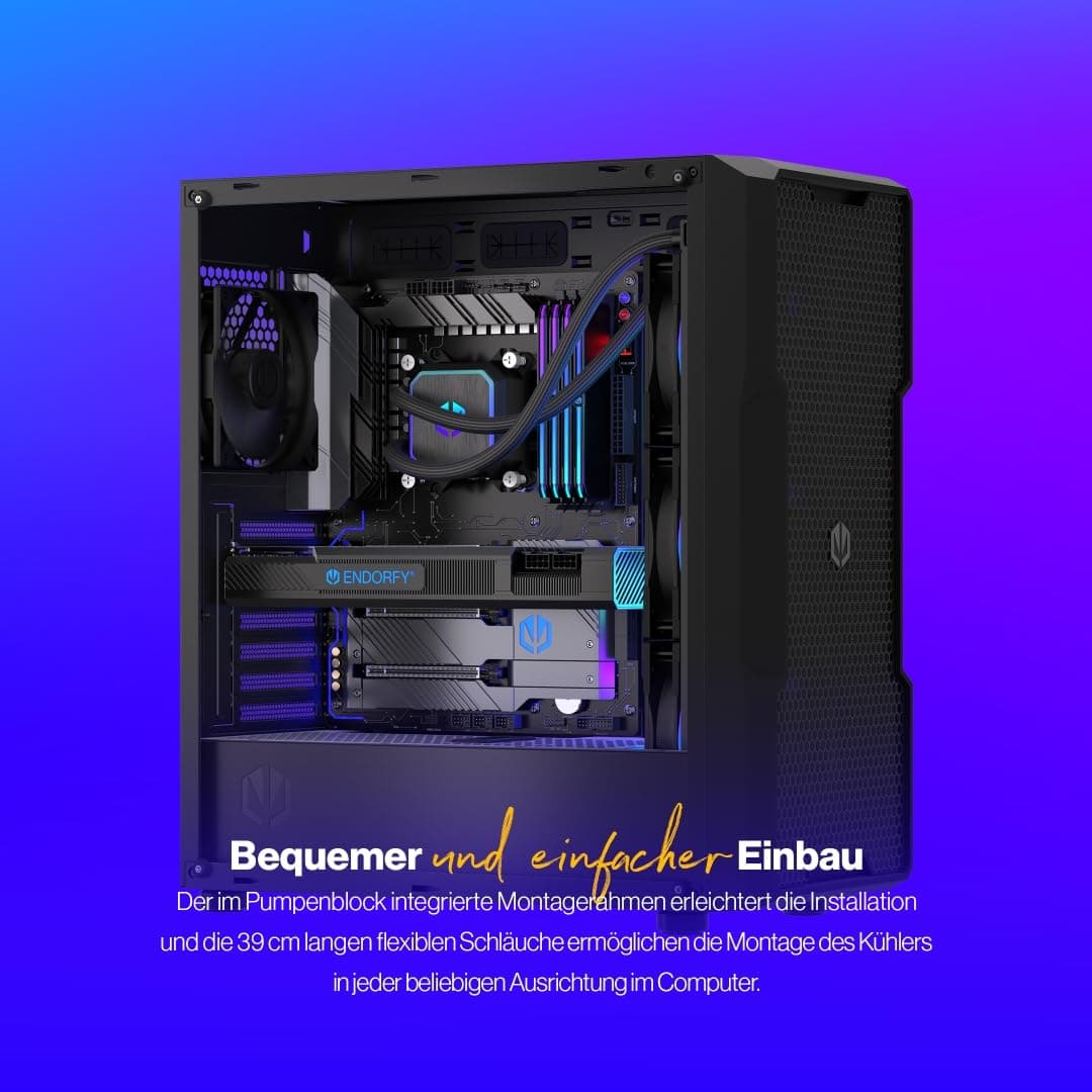 ENDORFY Navis F360 ARGB – AIO CPU-Wasserkühler, 360mm Radiator, PWM-Pumpe, 3x Fluctus 120 PWM ARGB Lüfter, Intel LGA 1700/1200/115x & AMD AM5/AM4 Bild 5