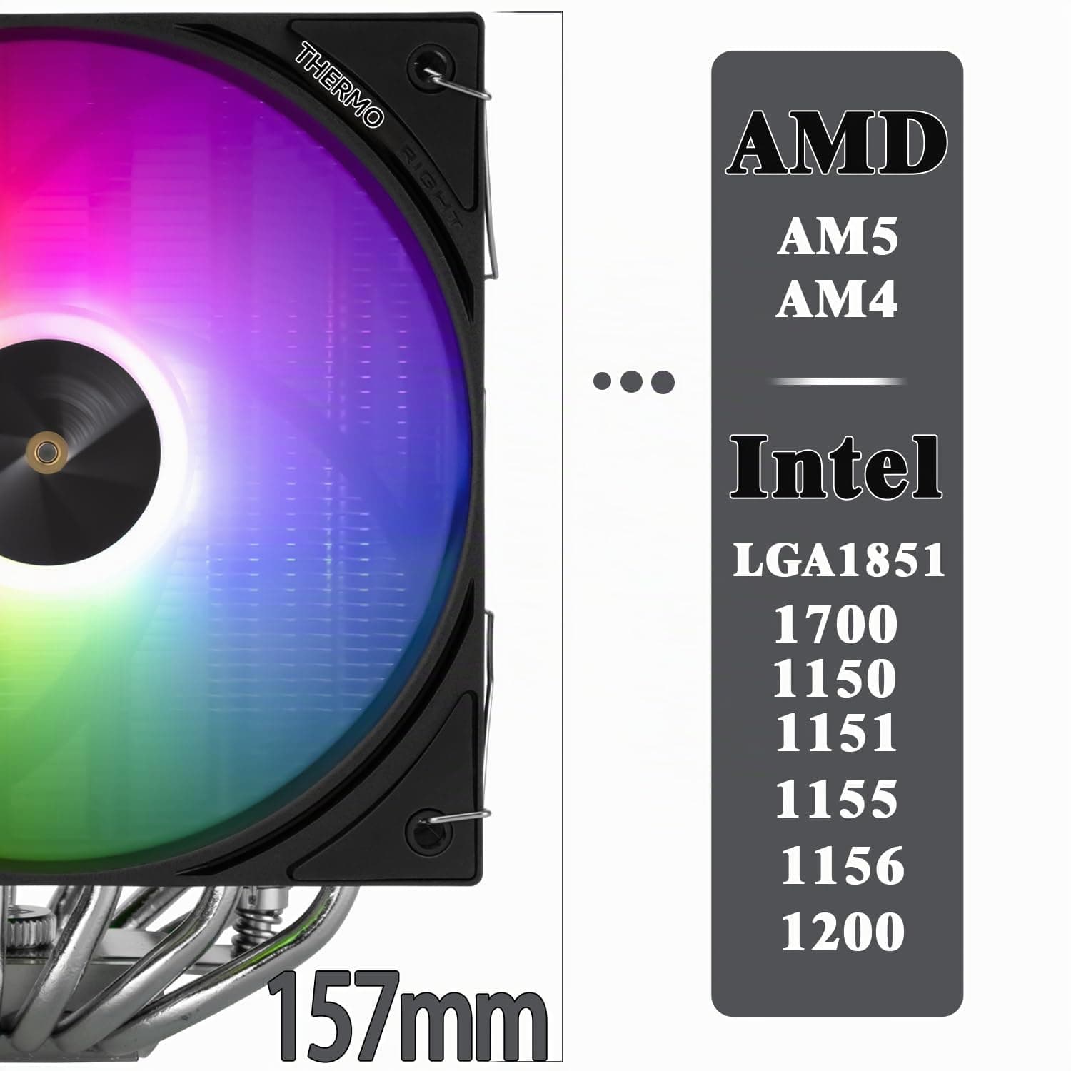 TR-Thermalright Peerless Assassin 120 ARGB Black V3 CPU-Kühler,Doppel-Tower mit 6 Heatpipes Kommt mit schwarzer Top-Abdeckung, zwei 120mm PWM-Lüftern-2000U/min, für AM5/AM4, LGA1851/1700/115x/1200 Bild 5