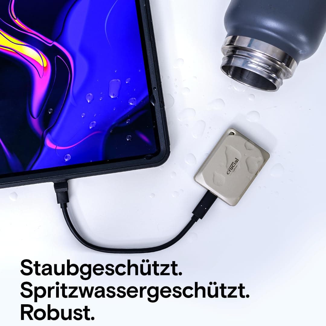 Crucial X9 Pro für Mac 4TB Externe SSD Festplatte, bis zu 1050MB/s Lesen/Schreiben, Mac Ready, Wasser- und Staubgeschützt (IP55), USB-C 3.2 Portable Solid State Drive - CT4000X9PROMACSSD9B02 4TB X9 Pro für Mac Bild 7