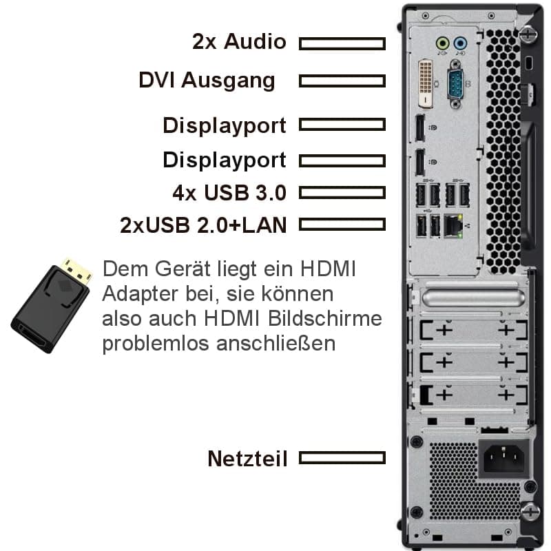 shinobee Intel Core i7 6700 Multimedia PC - Schneller Computer für Büro & Home Office - Rechner mit 4 GHZ - 16 GB RAM - 750 GB SSD+HDD - DVD - USB3.0 - WLAN - Windows 11 Pro - MS Office - #8489 Bild 4