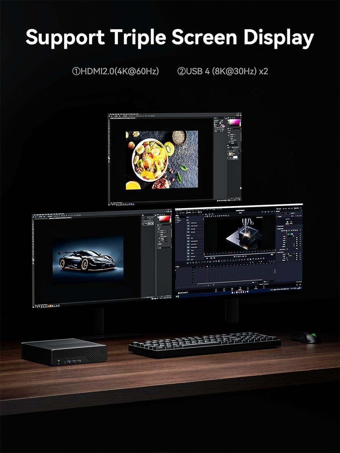 MINIS FORUM MS-01 Workstation Mini PC, Intel Core i5-12600H (vPro), 32GB RAM 1TB SSD, 2X 10Gbps SFP+/2X 2.5G RJ45/2x USB4/HDIM/1x PCIe4.0x16 Slot/Support 3X M.2 2280/22110/U.2 SSD New-MS-01 S1260 32/1TB Bild 6