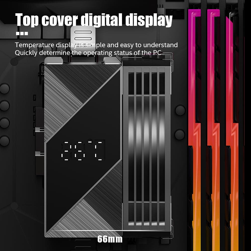 TZMRIT KF200 2 Heat Pipes Bunte LED CPU Kühler Schwarz,3PIN 2200RPM 34CFM 9CM Lüfter,für LGA115X/1200/17XX/1366,für FM1/FM2/AM2/AM3/AM4/AM5 Black Bild 5