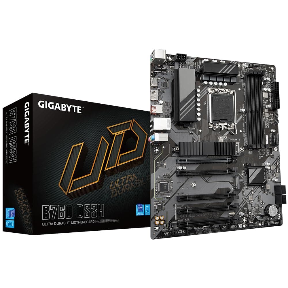 GIGABYTE B760 DS3H Mainboard - Unterstützt Intel Core Prozessoren der 14. Generation, 8+2+1 Phasen digitales VRM, bis zu 7600MHz DDR5 (OC), 2X PCIe 4.0 M.2, GbE LAN, USB 3.2 Gen 2x2 Bild 2