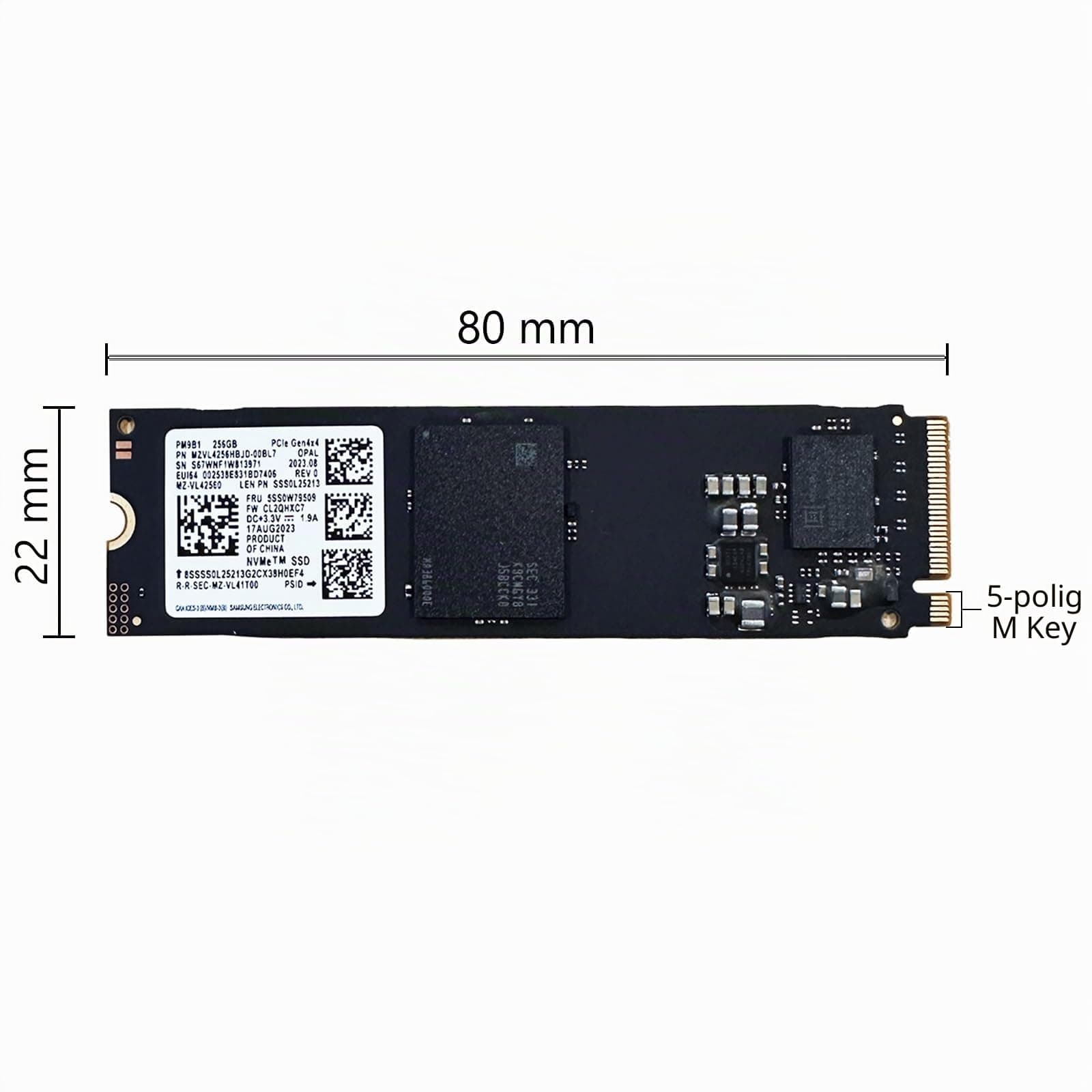 OEM Samsung PM9B1 256 GB M.2 PCI-e Gen 4X4 NVME SSD internes Solid State Drive 80 mm 2280 Formfaktor M Key Bild 3