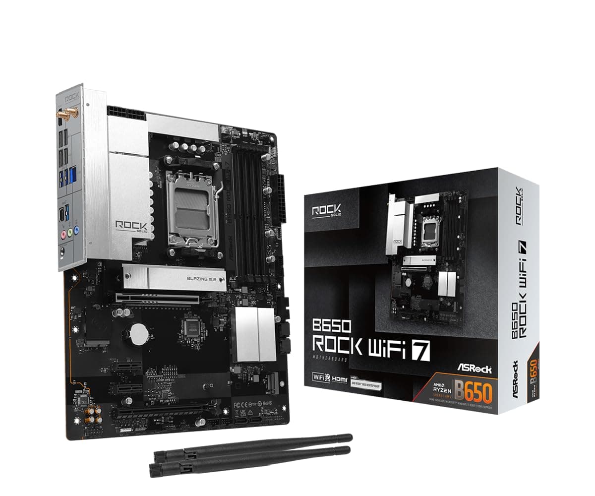 ASRock B650 Rock WiFi7 AM5 ATX Mainboard (90-MXBUY0-A0UAYZ)