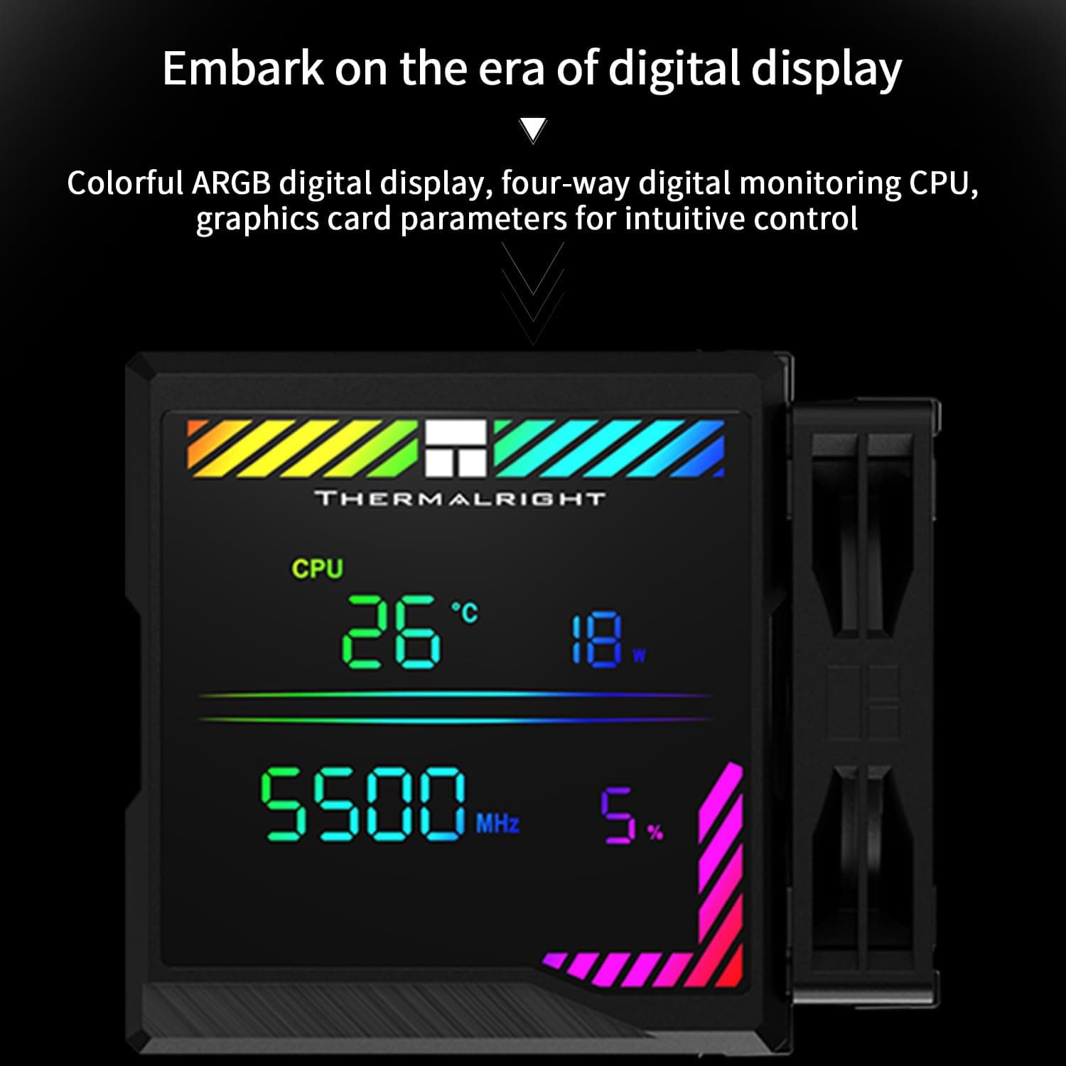 Thermalright Peerless Assassin 140 Digital Black CPU-Kühler, Doppeltürme und Doppelventilator-Kühlung, CPU-Luftkühler, ARGB Digital Screen Top Cover, für AM4/AM5, Intel LGA1851/1700/115X/1200/2011 Schwarz Bild 3