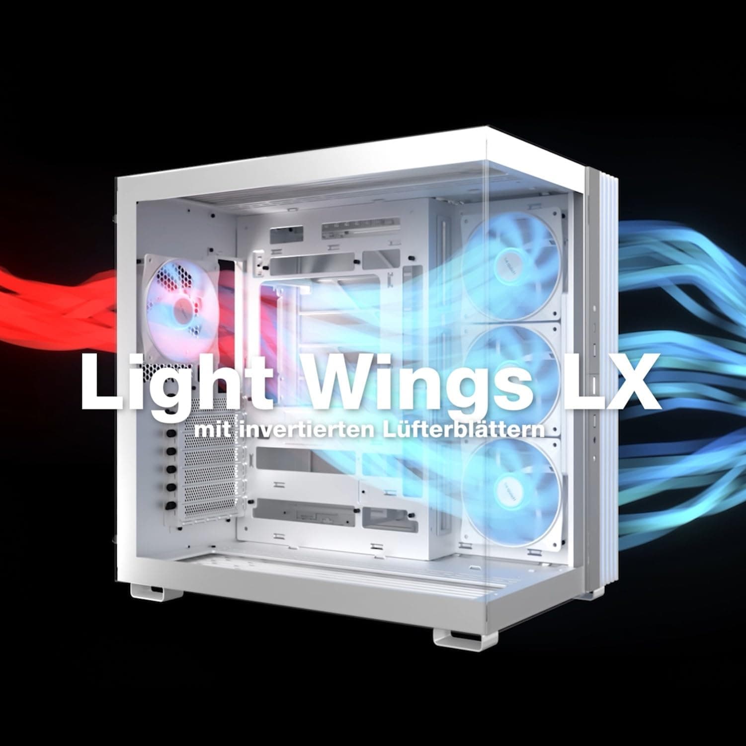 be quiet! Light Base 600 LX Black PC-Gehäuse, atemberaubender Panorama-Blick, Show Case, Dual Chamber Design, massiver ARGB LED-Streifen, 4 Light Wings LX PWM Lüfter, invertiert und horizontal nutzbar Bild 8