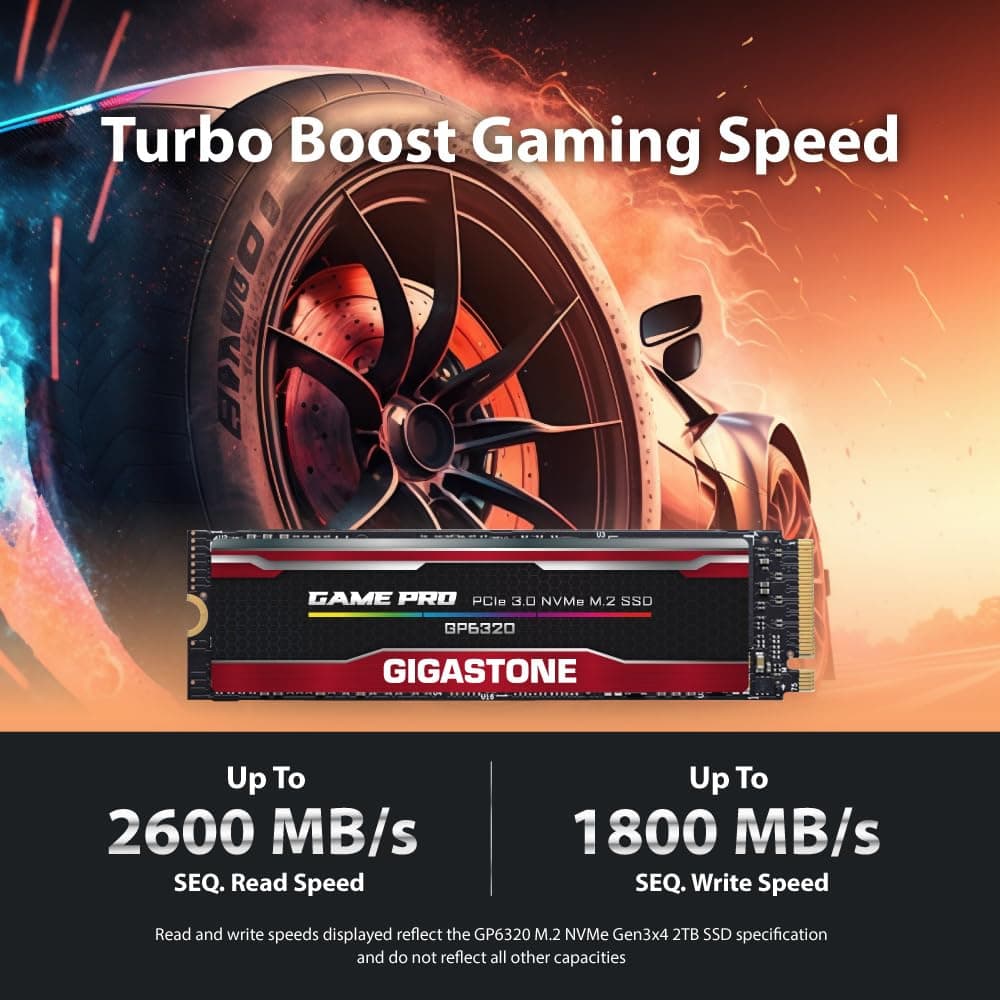 Gigastone SSD 2TB NVMe Gen3 Gaming M.2 2280 PCIe 3.0x4 Internes Solid State Laufwerk Festplatte Speicher Für PS5 Gamer Videoschnitt Grafikbearbeitung PC Laptop IT Pro 3D NAND SLC Cache 2,400MB/s Bild 3