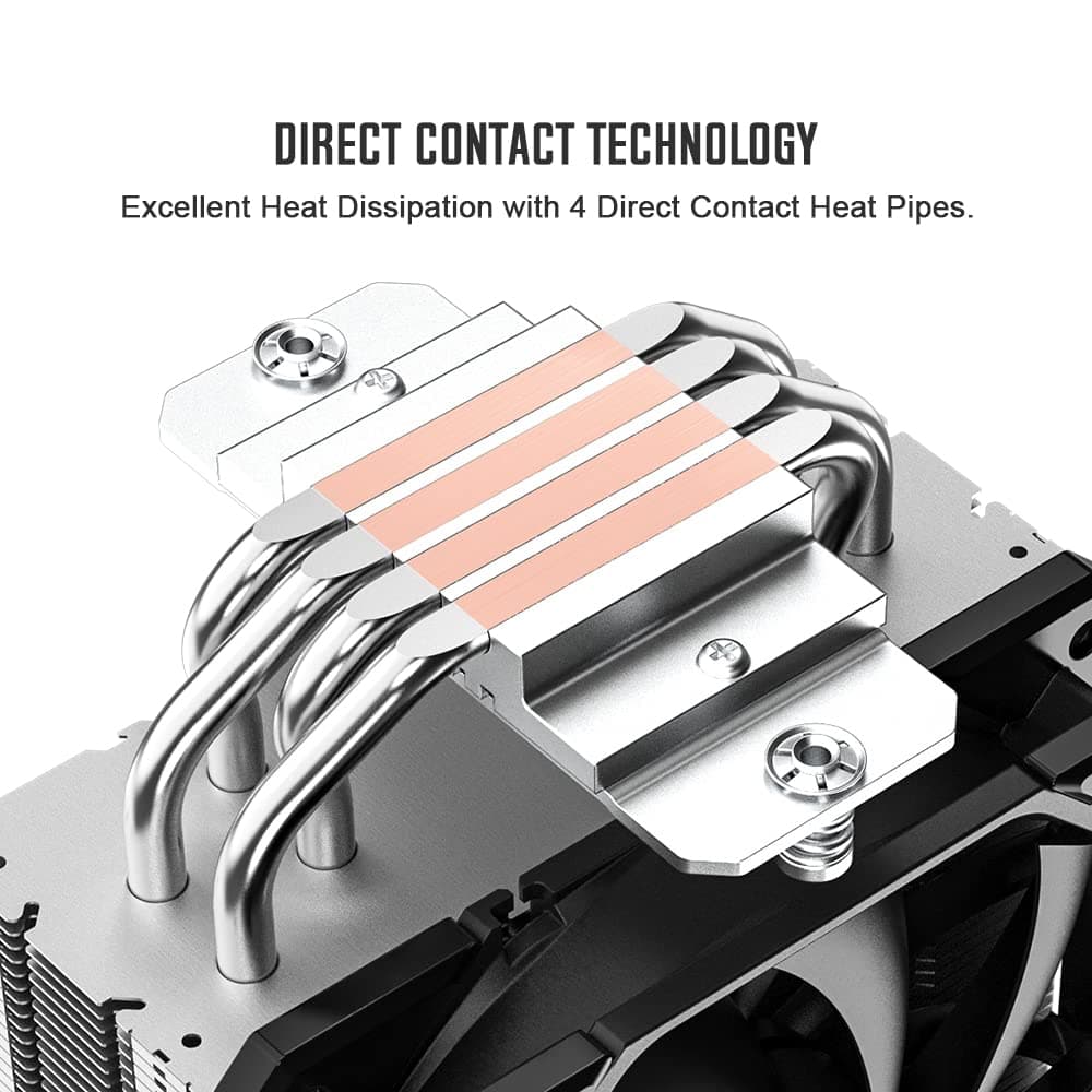 ID-COOLING SE-224-XTS Weißer CPU-Kühler für Desktop 4 Heatpipes CPU-Luftkühler mit weißem LED-Licht 120-mm-PWM-Lüfter CPU-Lüfter für Intel LGA1700/115X/1200; AMD AM4/AM5 Bild 5