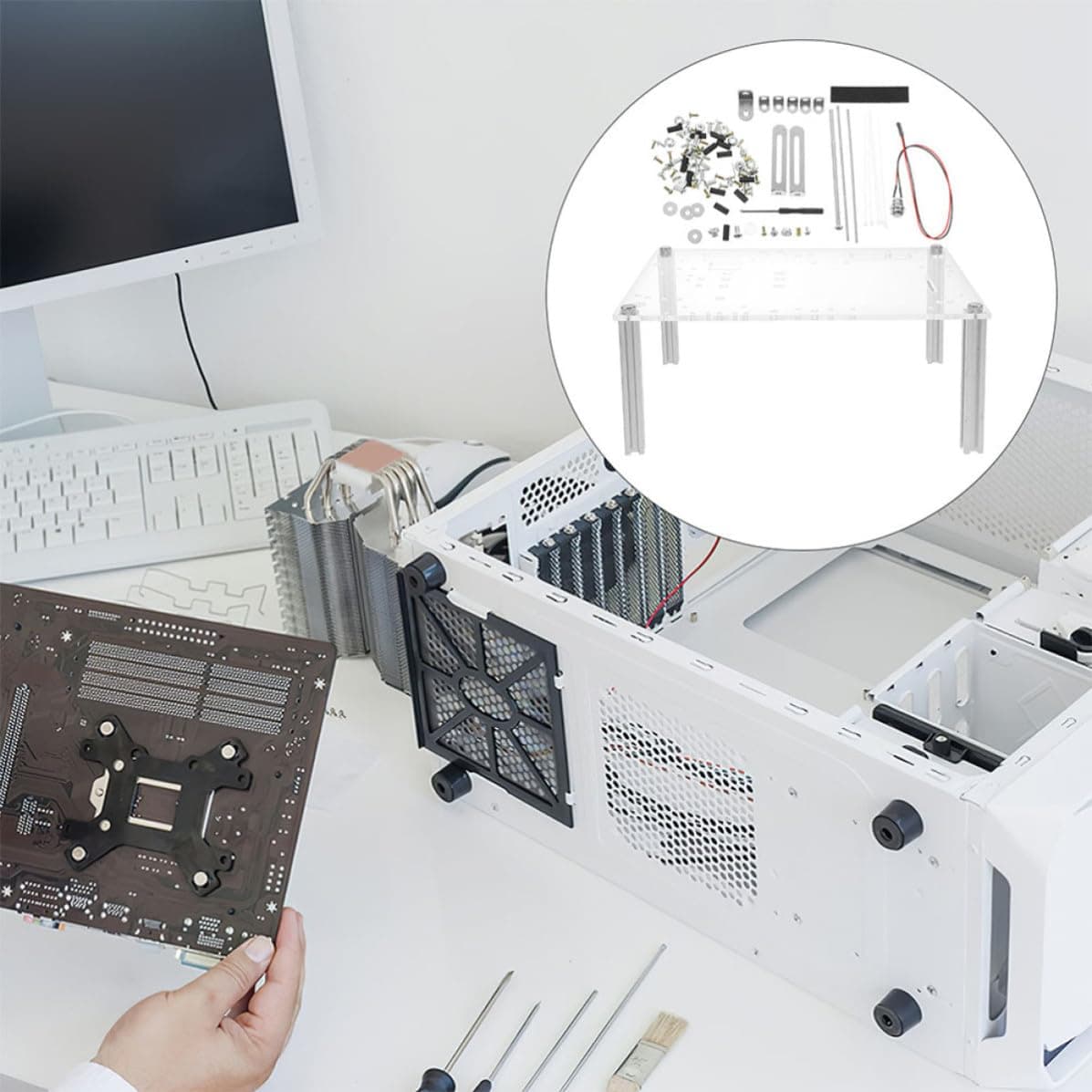 1satz Offenes PC gehäuse Mittlere Stabiles Open Frame Chassis mit Basisständer Geeignet für Matx mainboards Robustes DIY Testplattform gehäuse für Einfache Montage und Sicheren Bild 7