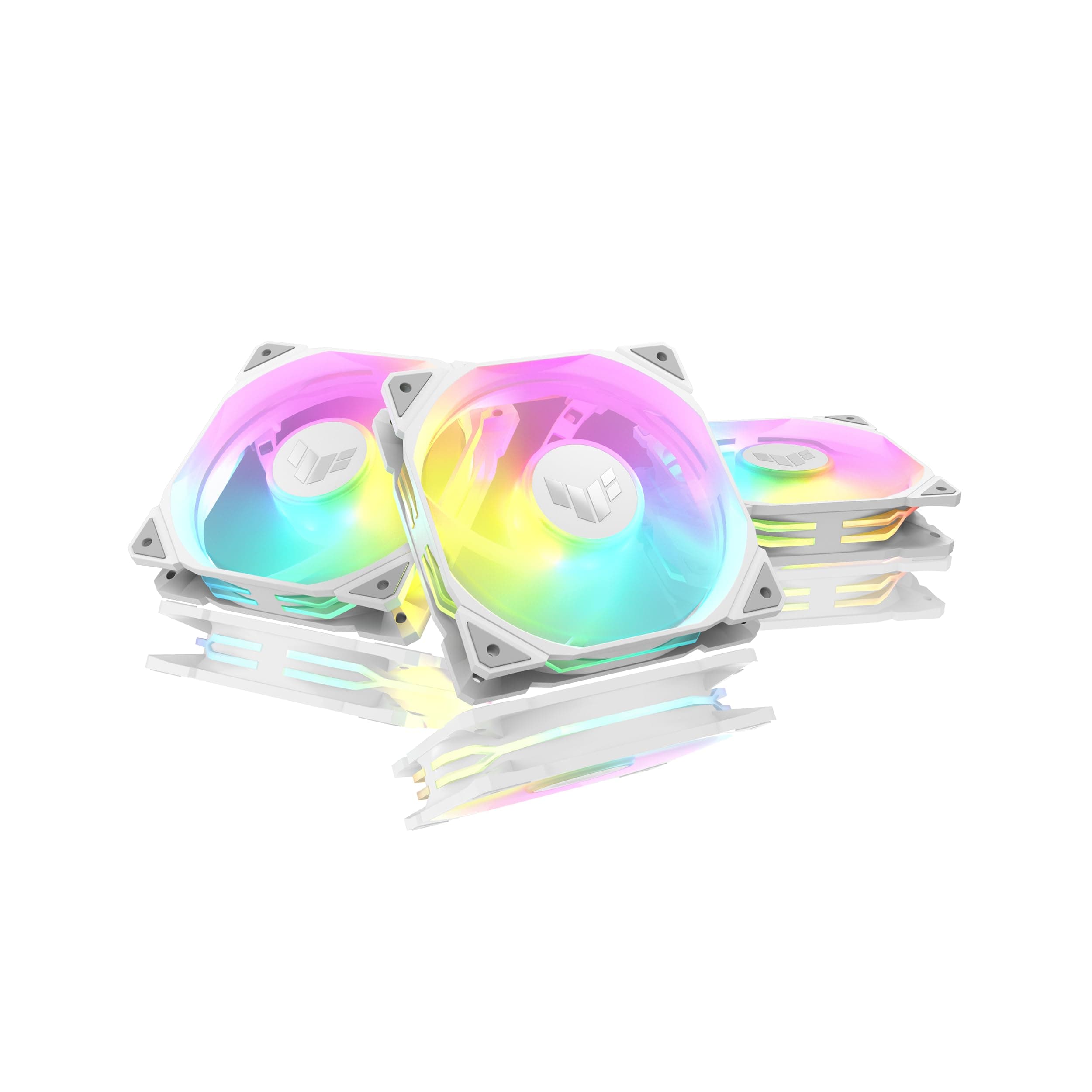 ASUS TUF Gaming TR120 ARGB Reverse Blade White 3IN1 Gehäuselüfter 3er Pack (120mm PWM PC Lüfter, 2000 RPM, 2.75 mm H2O, 76,3 CFM Luftstrom, 16 einzeln adressierbare RGB-LEDs, weiß) Bild 2