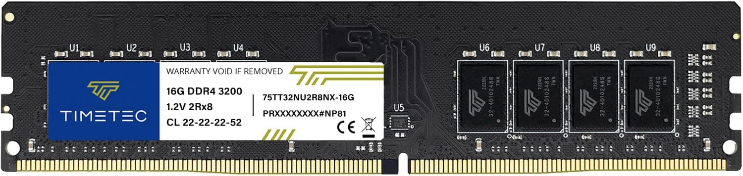 Timetec 16 GB DDR4 3200 MHz (PC4-3200AA) PC4-25600 UDIMM Desktop-RAM – Non-ECC Unbuffered, 288 Pin, 1,2 V, CL22 DIMM-Speichermodul Bild 3