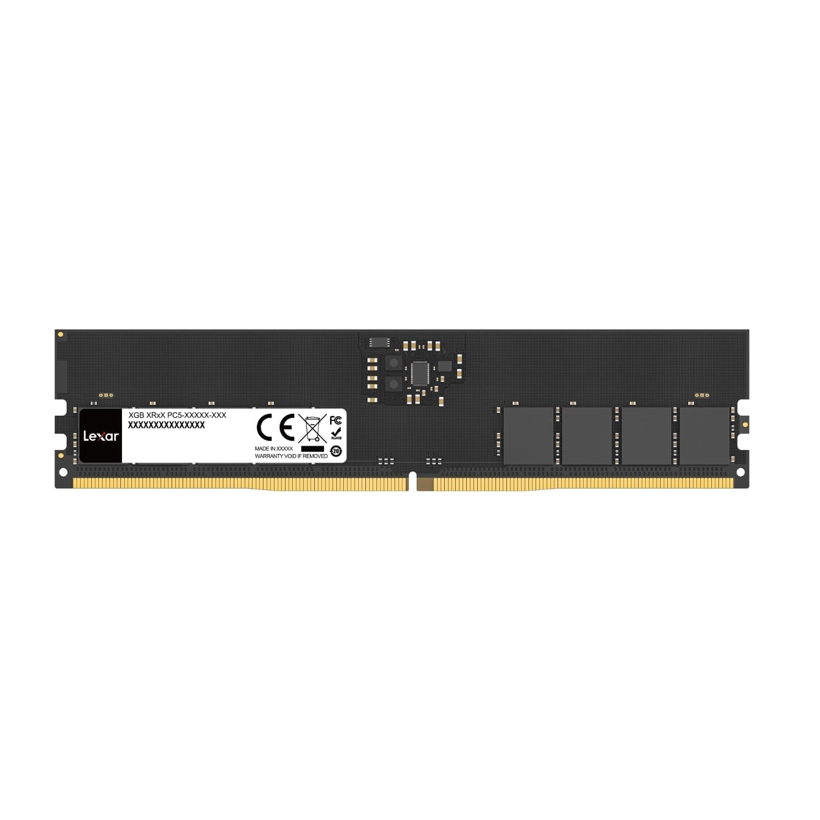 Lexar UDIMM 16 GB DDR5 RAM 5600 MHz, 288-Pin DDR5 UDIMM Computer RAM, Hochleistungs UDIMM Arbeitsspeicher für PC-Speicher, 1,1 V, CL46-45-45-90 DDR5 UDIMM 5600MHz 16GB Single