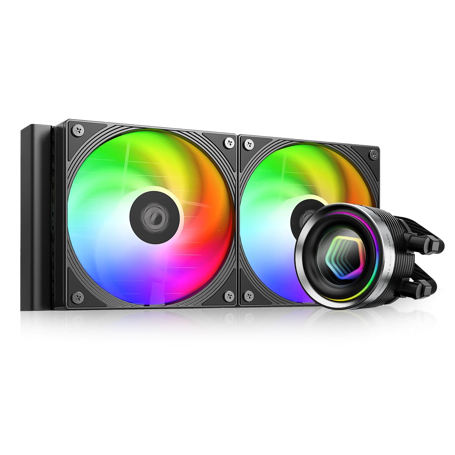 ID-COOLING FX240 INF 240mm Flüssigkeits-CPU-Kühler, AIO mit ARGB-Infinity-Spiegel-Effekt, 2x120mm Daisy-Chained Lüfter, leiser Betrieb bis 27,2 dB(A), Intel LGA1851/1700/1200/115X & AMD AM5/AM4.