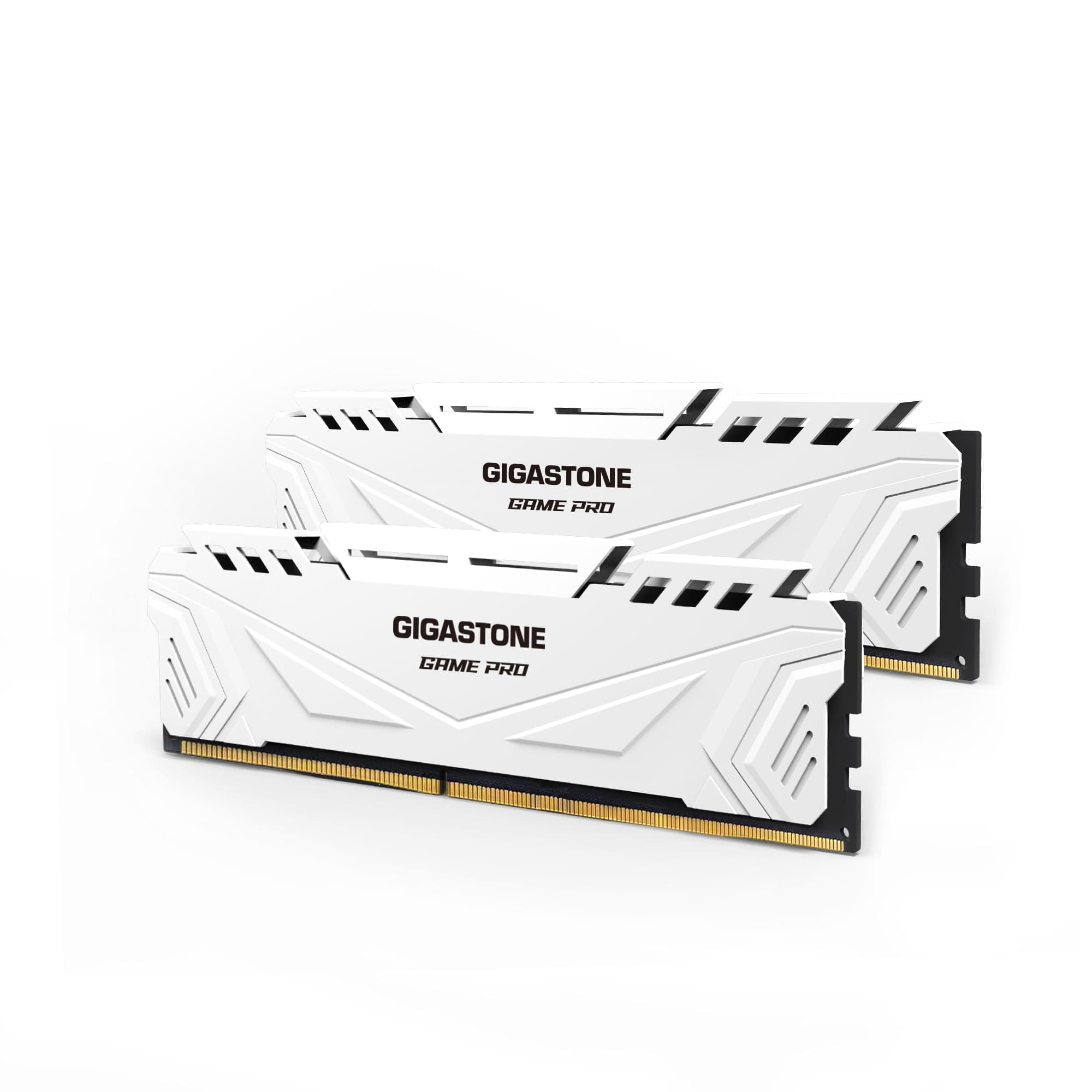 【DDR4 RAM】 GIGASTONE Game PRO 32GB Kit (2×16GB) DDR4 3200MHz PC4-25600 CL16-18-18-40 Gaming-Desktop-Speicher –XMP 2.0 / AMD Ryzen 1,35V UDIMM 288-Pin, Unbuffered Non-ECC, Hochleistungs-RAM (Weiß)