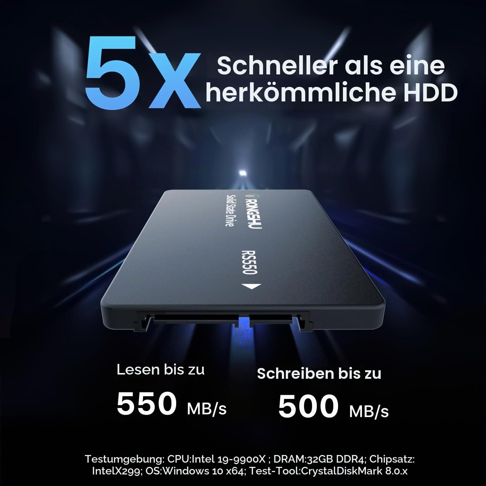 256GB SATA SSD 2.5'' Interne SSD Festplatte, 2,5 Zoll SATA III 6 Gb/s, 550MB/s Lesen, 500MB/s Schreiben 3D NAND TLC Internes SSD, Upgrade Laptop PC und Desktops Speicher und Storage (RS550) Bild 7