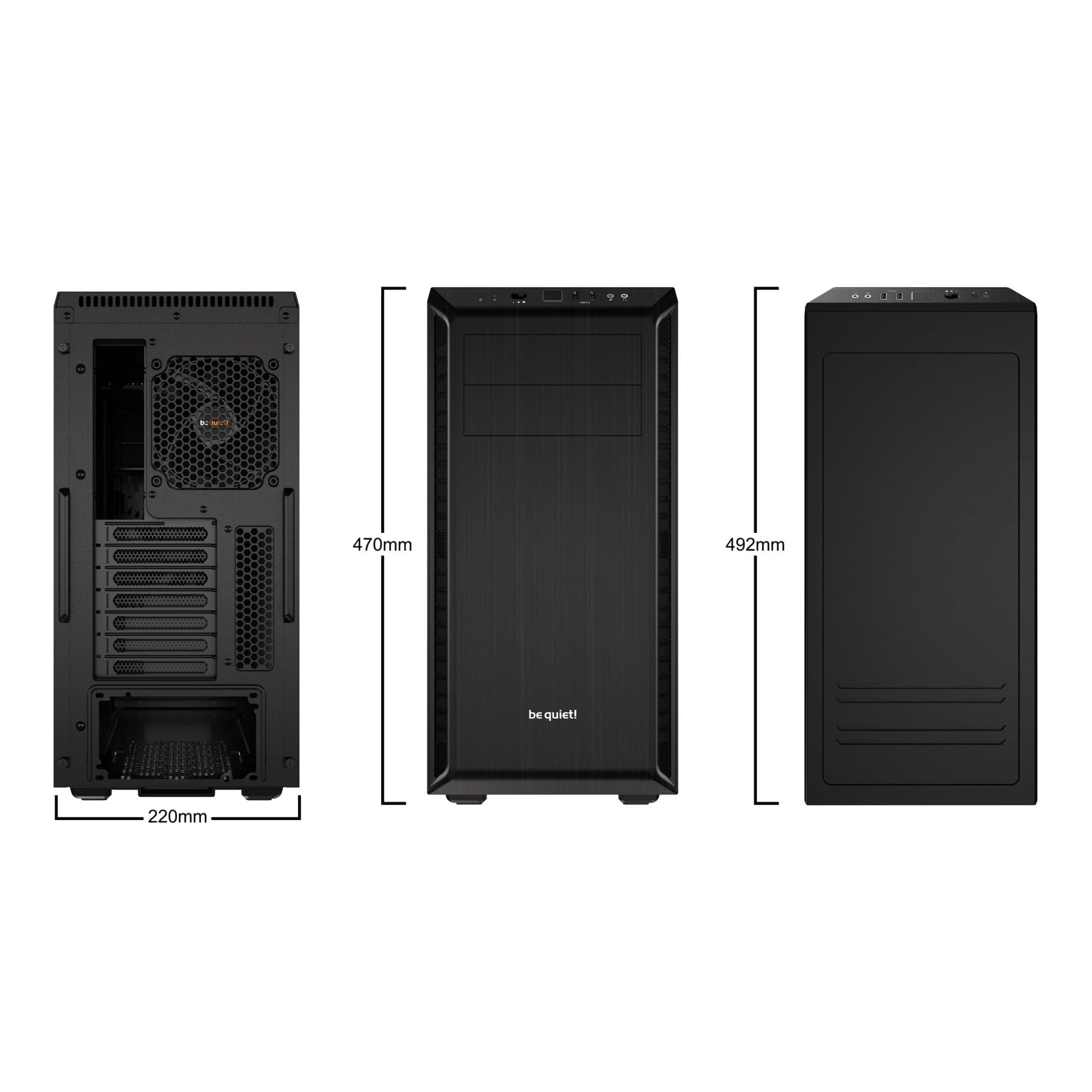be quiet! Pure Base 600 Black PC-Gehäuse, 2X Pure Wings 2 Lüfter, Radiatoren bis 360mm, 3-stufige Lüftersteuerung Pure Base 600 Schwarz Bild 4