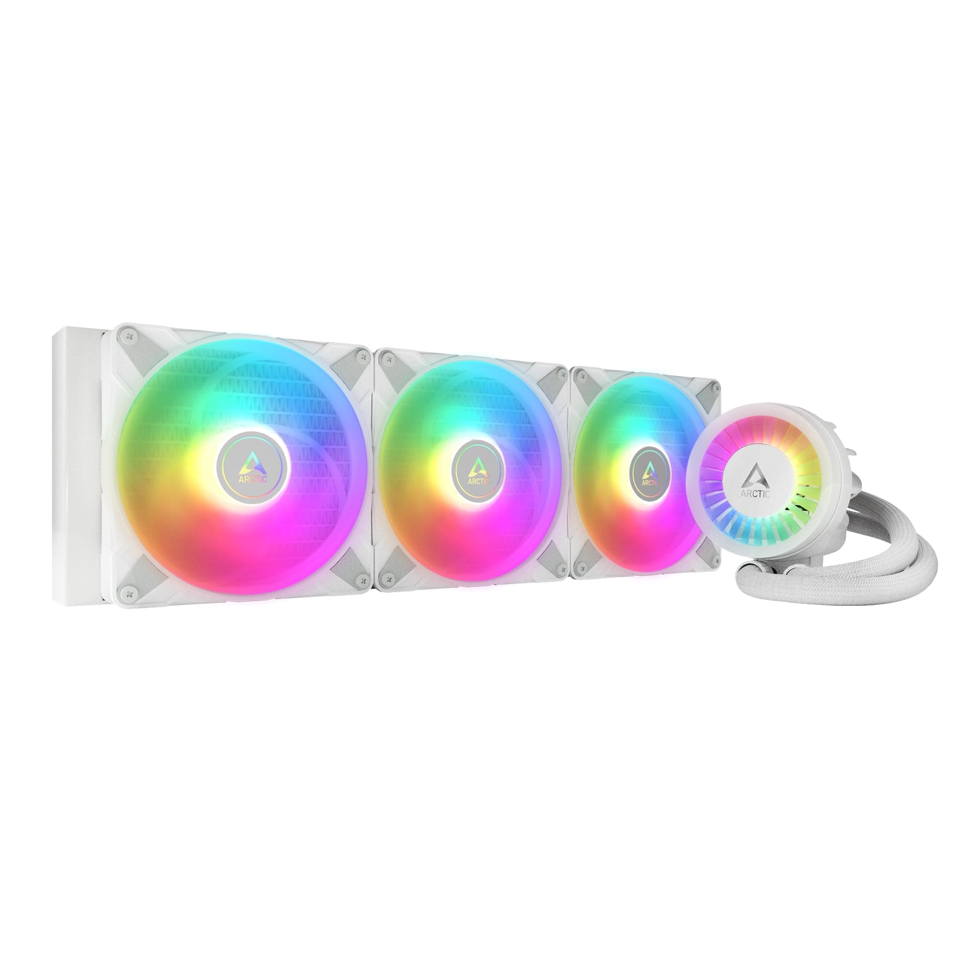 ARCTIC Liquid Freezer III 420 A-RGB - Wasserkühlung PC, AIO CPU Wasserkühler, Intel & AMD, effiziente PWM-gesteuerte Pumpe, Lüfter: 200–1900 rpm, LGA1851 und LGA1700 Contact Frame - Weiß weiß Liquid Freezer III 420 A-RGB Bild 2