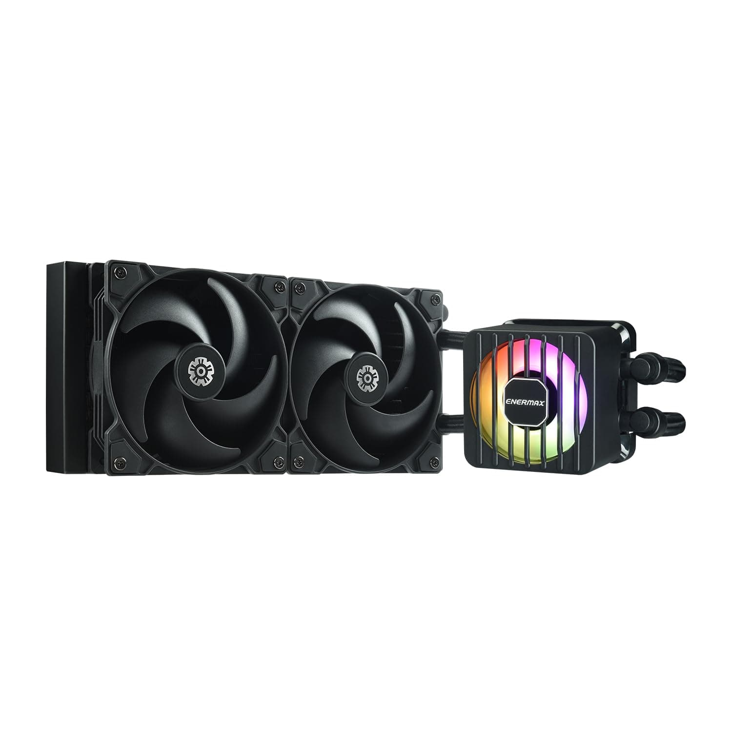 ENERMAX LIQMAXFLO SR 240mm CPU AIO Liquid Cooler (LGA 1700, 1200, AM5, AM4)- Xtreme Dual Chamber PWM Pumpe- ARGB VRM Wasserblocklüfter - 350W+ TDP (2x 120 PWM Silent Flow Fan); ELC-LMF240-SF, schwarz Bild 2