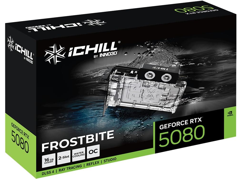 INNO3D NVIDIA GeForce RTX 5080 iCHILL Frostbite 16GB GDDR7 Waterblock Graphics Card (Waterblock, 2 Slot, Reflex 2 RTX AI DLSS4) Bild 5