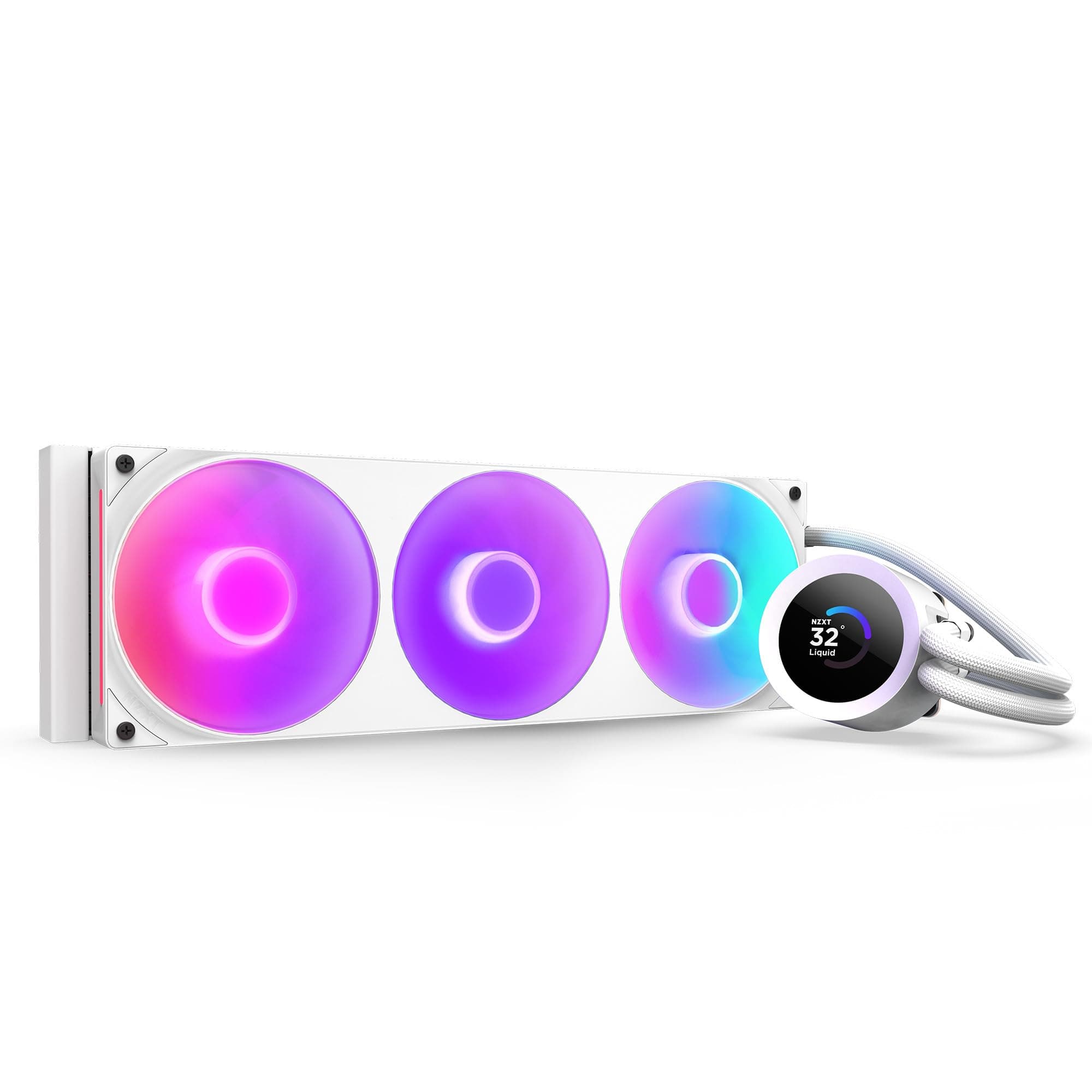 NZXT Kraken Plus 360 RGB – AIO CPU-Flüssigkeitskühler – Anpassbares LCD-Display – Hochleistungs-Lüfter – Kompatibel mit Intel® & AMD® Sockel – Weiß Kraken Plus RGB 2025 360mm Weiß