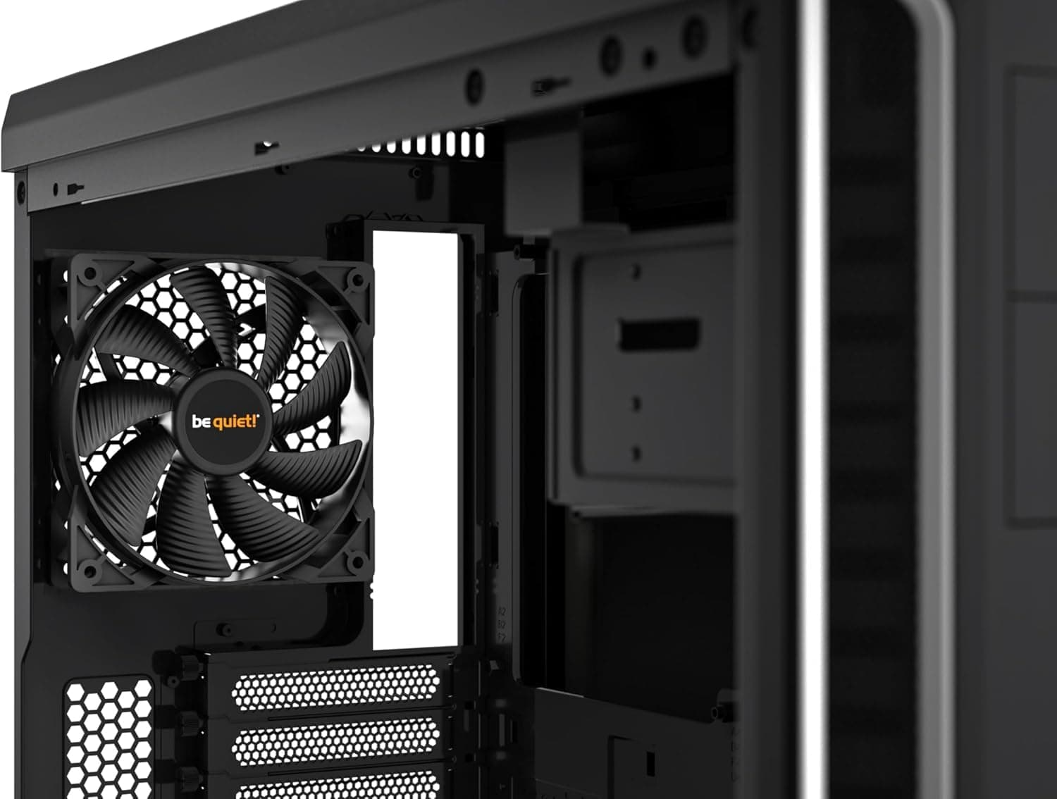 be quiet! Pure Base 600 Silver PC-Gehäuse, 2X Pure Wings 2 Lüfter, Radiatoren bis 360mm, 3-stufige Lüftersteuerung Bild 5
