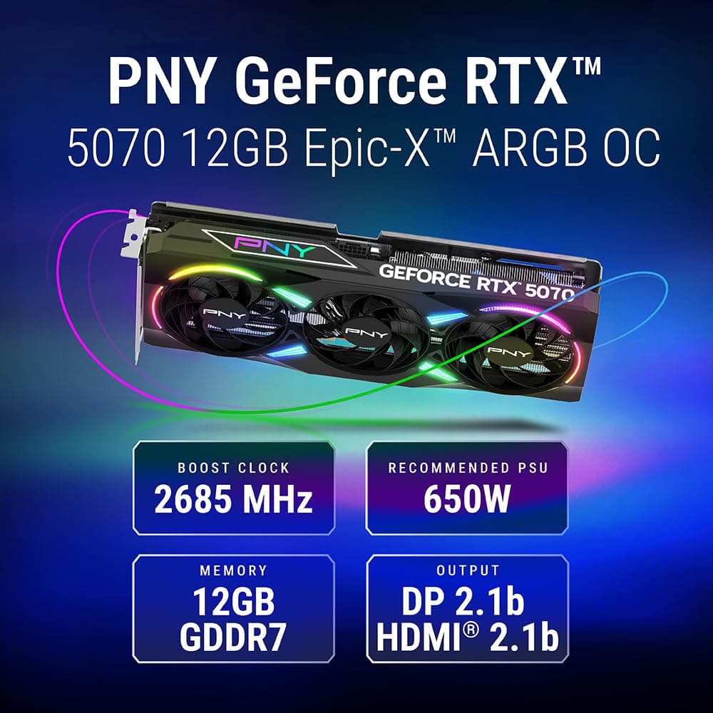 PNY GeForce RTX™ 5070 12GB ARGB OC Triple Fan Grafikkarte DLSS 4 VCG507012TFXXPB1-O 12GB Bild 3