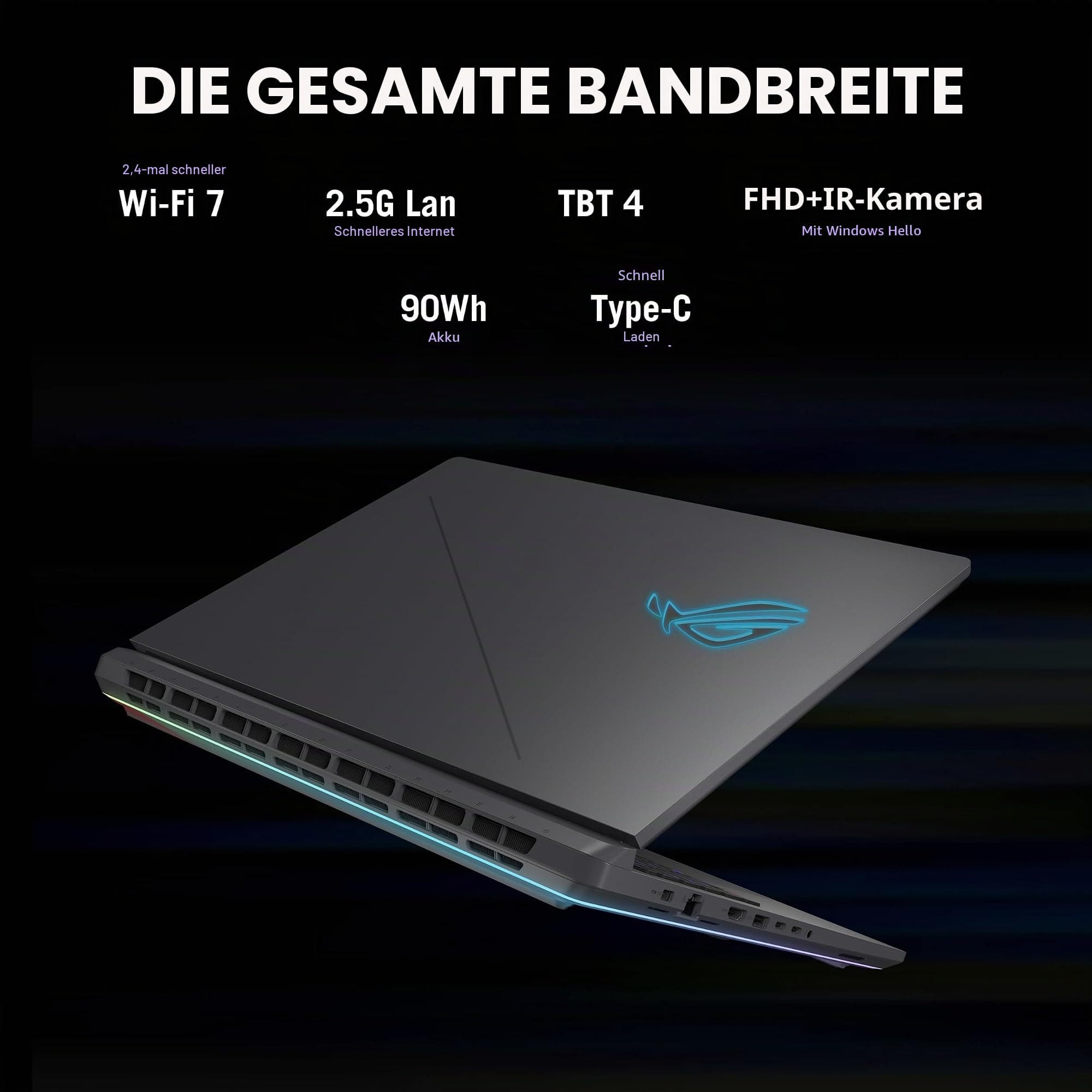 ASUS ROG Strix G18 (2025) Gaming Laptop, 18 Zoll ROG Nebula 16:10 2.5K 240Hz/3ms, NVIDIA® GeForce RTX™ 5070, Intel® Core™ Ultra 9 275HX, 32GB DDR5-5600, 2TB PCIe Gen 4 SSD Wi-Fi 7, Windows 1 1 Pro Bild 7